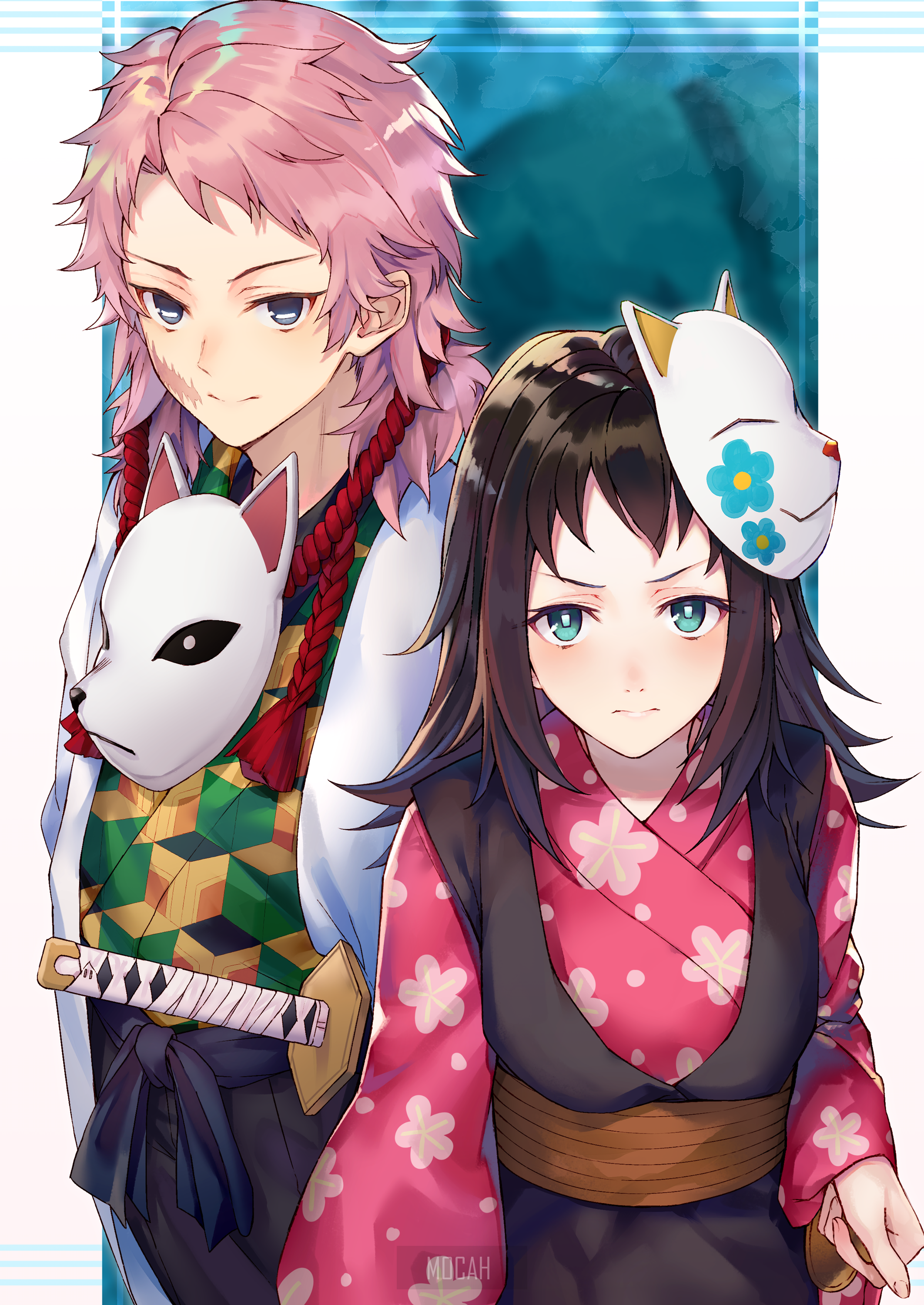 anime, anime girl, Kimetsu no Yaiba, Makomo, Sabito screensaver hd, 2124x3000 HD Wallpaper