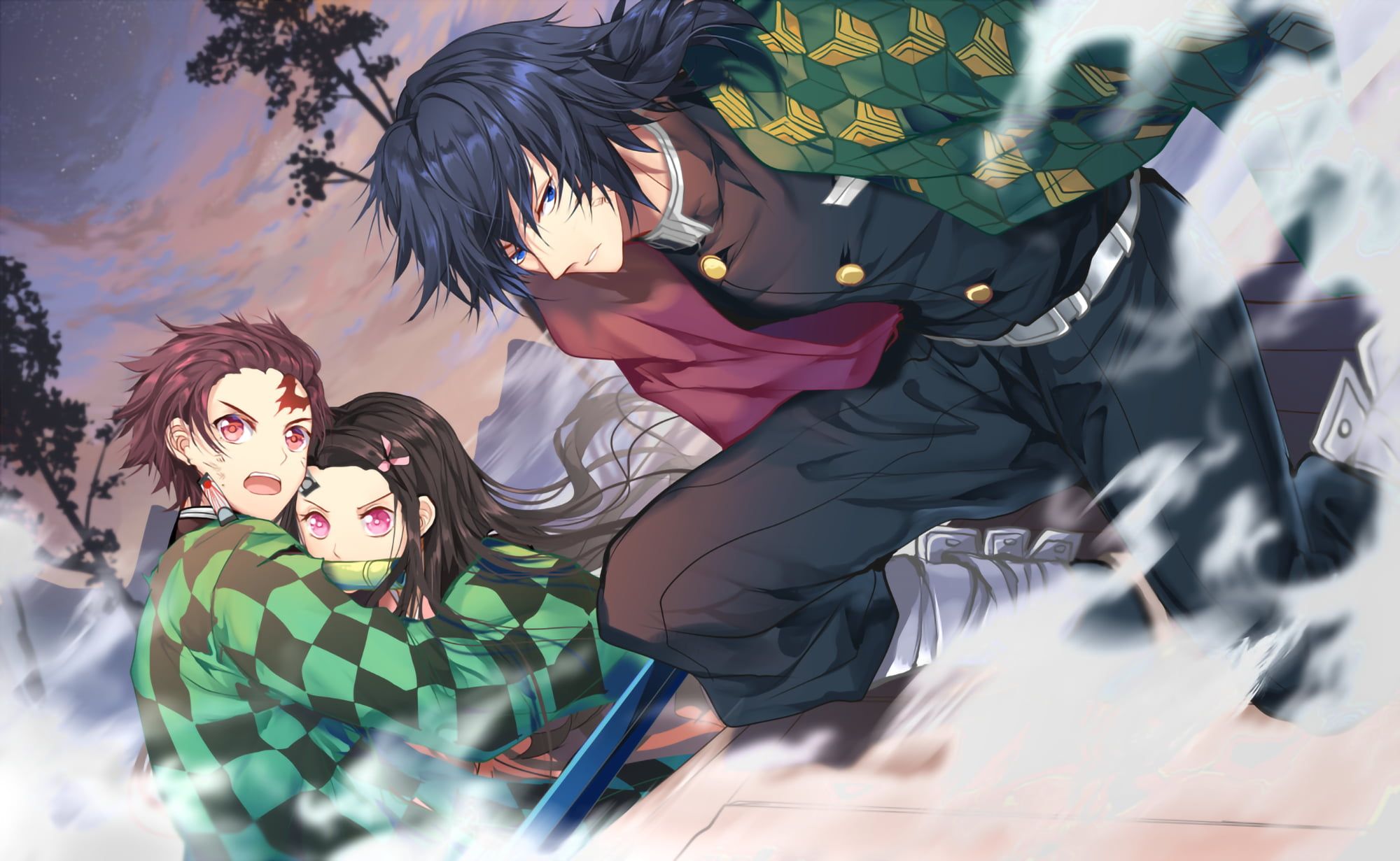 Anime Demon Slayer: Kimetsu no Yaiba Giyuu Tomioka Nezuko Kamado Tanjirou Kamado P #wallpaper #hdwallpaper #desktop. Anime, Demon, Slayer anime