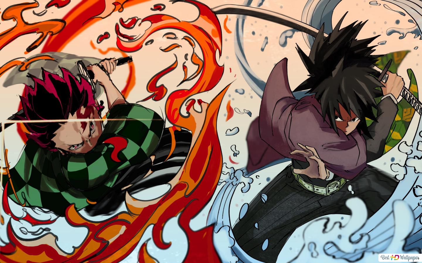 Tanjiro Kamado X Giyuu Tomioka HD wallpaper download