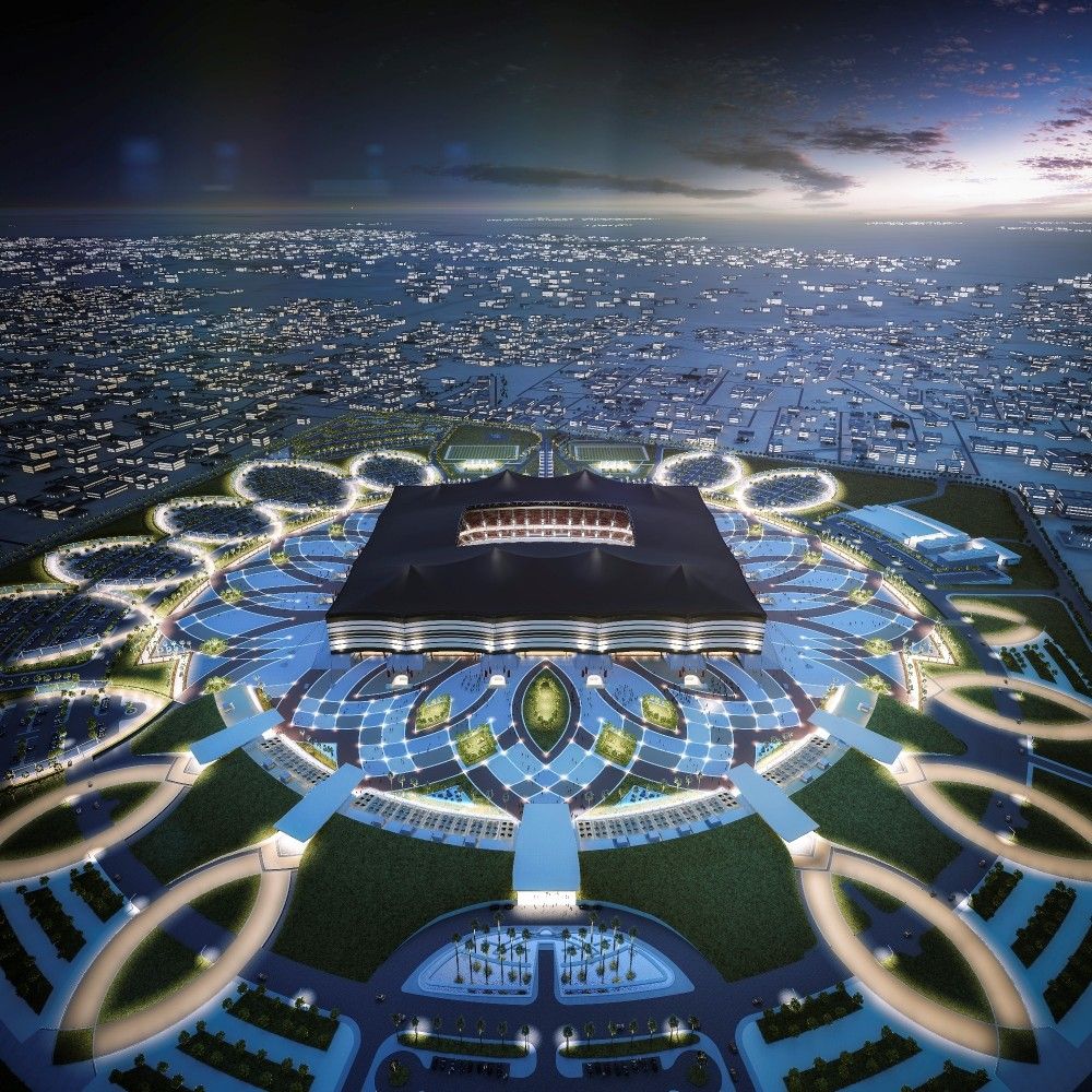 Gallery of Qatar Unveils Designs for Second World Cup Stadium. Stadium design, Stadium architecture, Qatar world cup stadiums