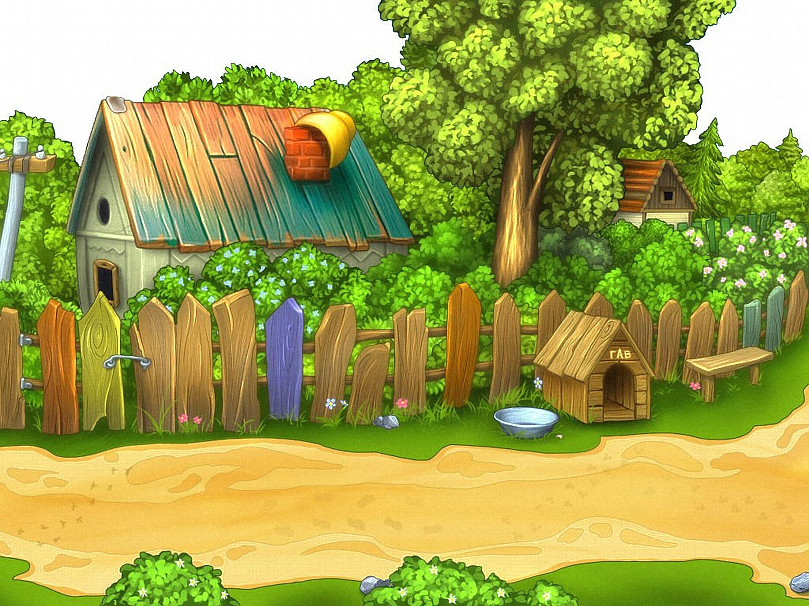 Background Village Cartoon Image HD Image Two