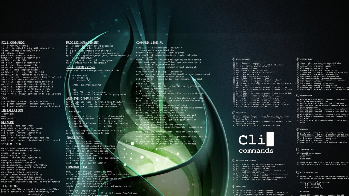 Download 1366x768 Linux, Cli Commands Wallpaper for Laptop, Notebook