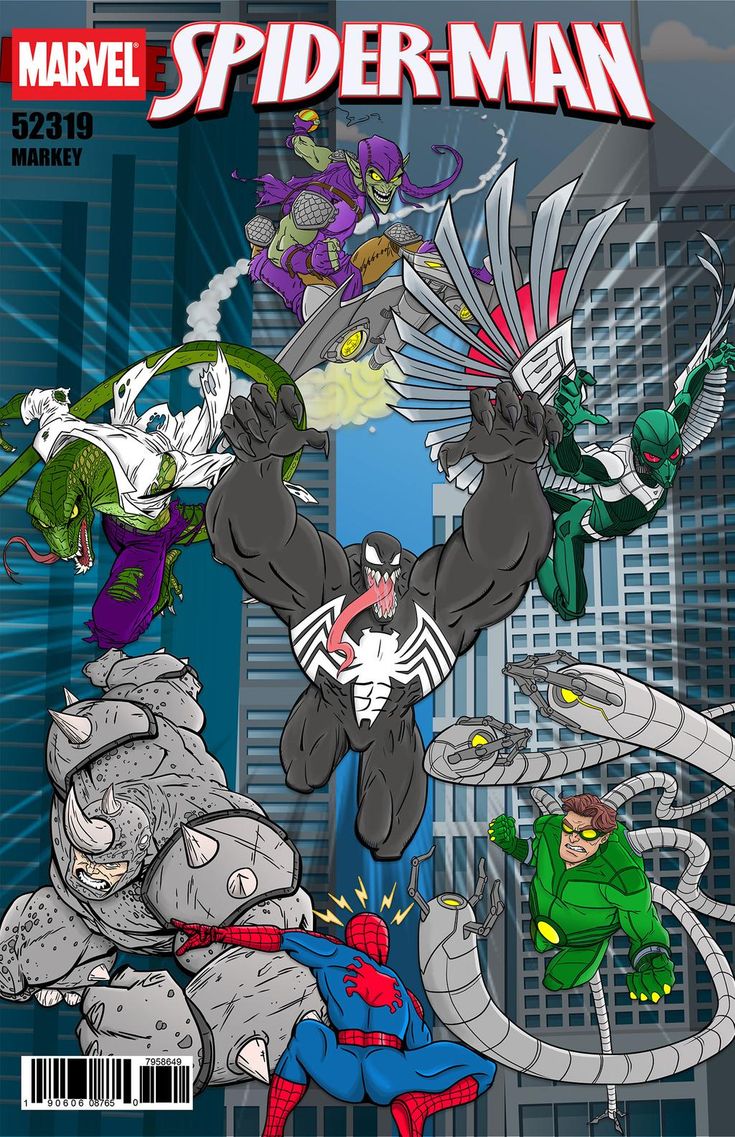 New Sinister Six. Spiderman comic, Spiderman art, Comic villains