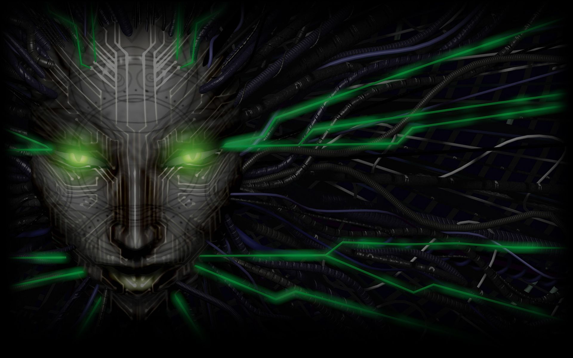 SHODAN From System Shock 2. She Manifests Physically In The Form Of A Cybernetic Human Resembling Face, With Cords. System Shock 2, Technology Wallpaper, Techno