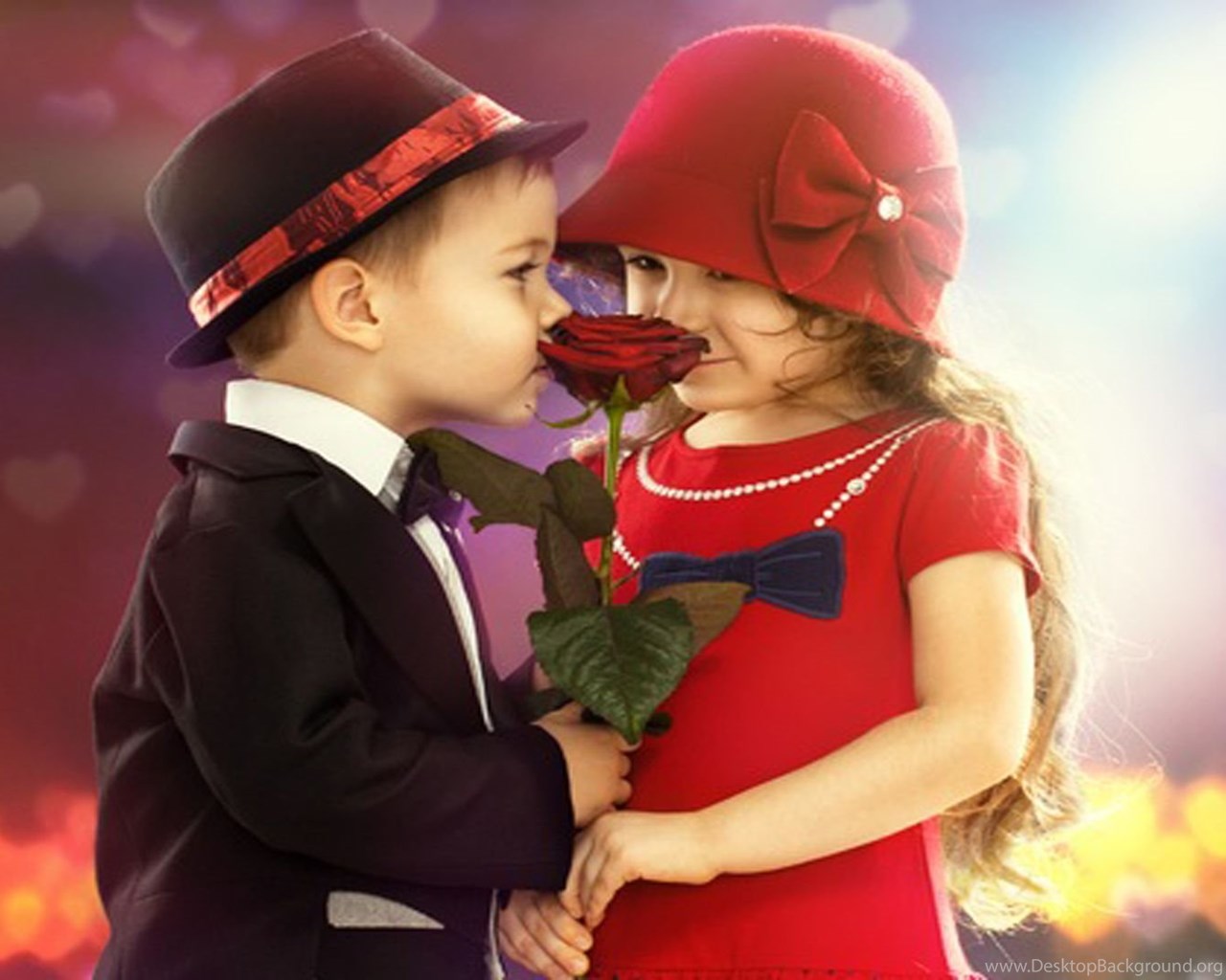 Cute Kids Couple Rose In Hand Lovely Wallpaper DreamLoveWallpaper Desktop Background