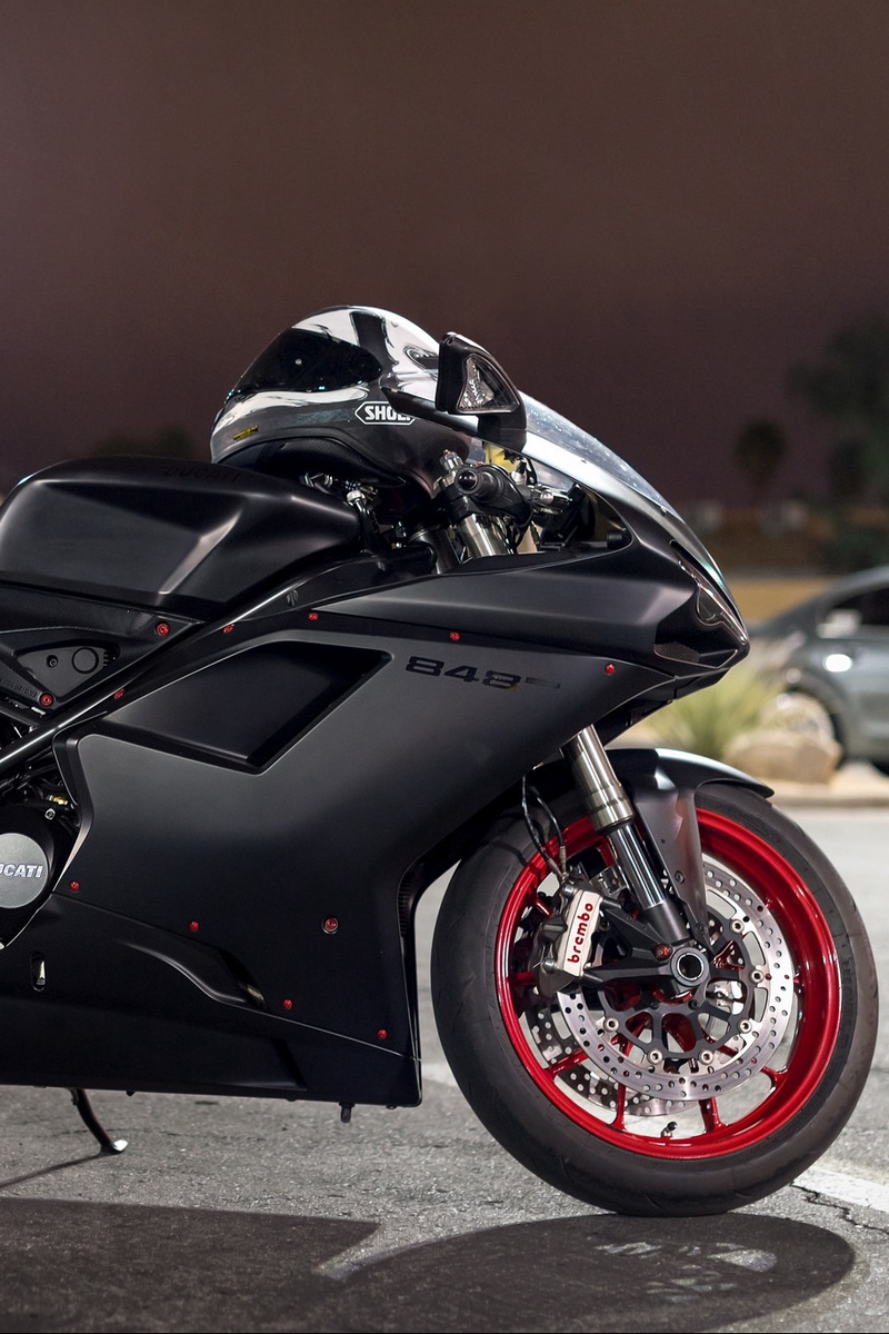 Wallpaper Ducati, Bike, Side View 848 Black На Закате