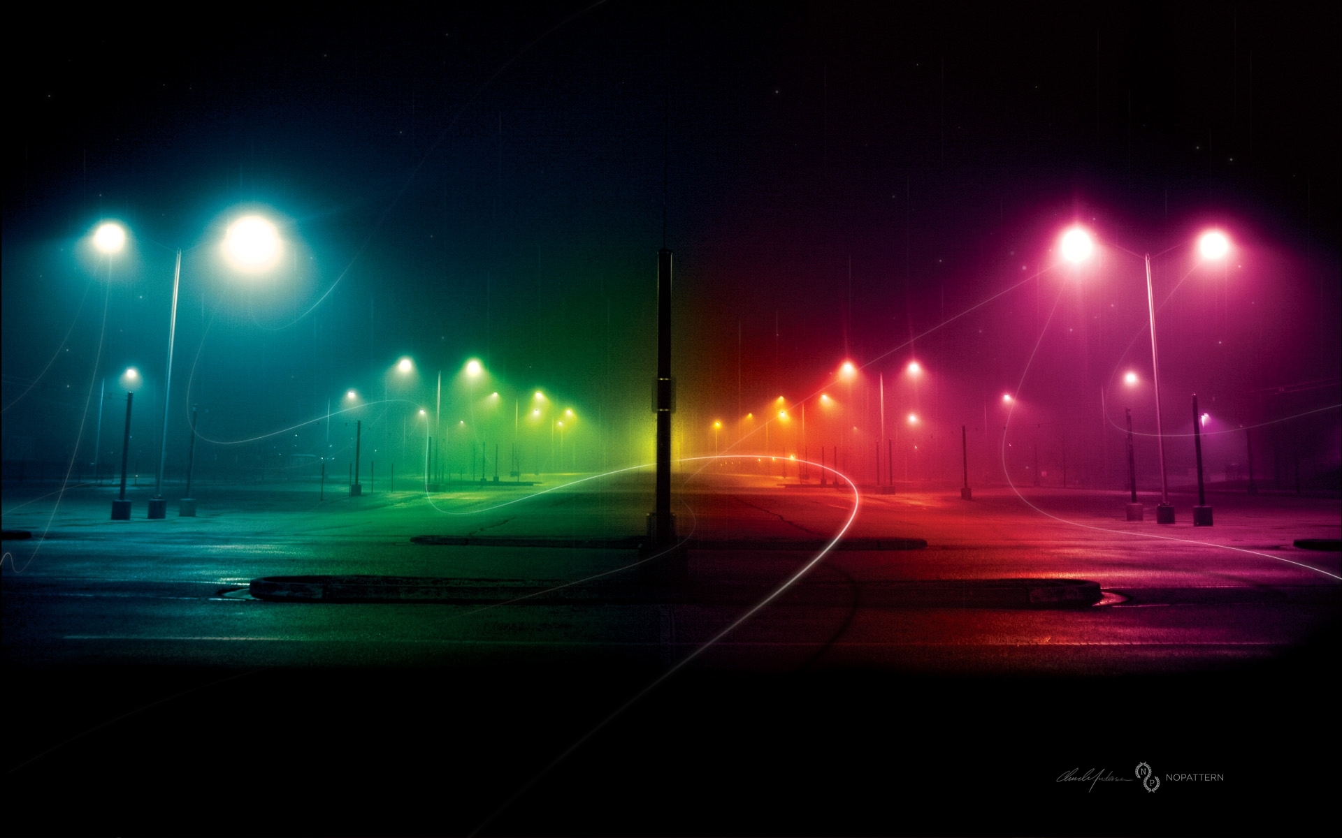 City Night & Rainbow Light wallpaper. City Night & Rainbow Light