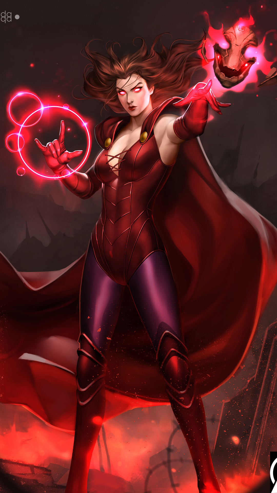 1080x1920 scarlet witch, hd, superheroes, behance, artwork for iPhone 8 wallpaper