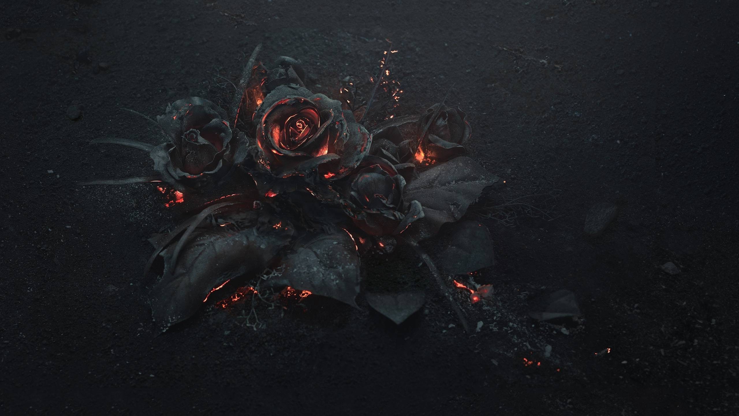 flowers rose fire gothic wallpaper