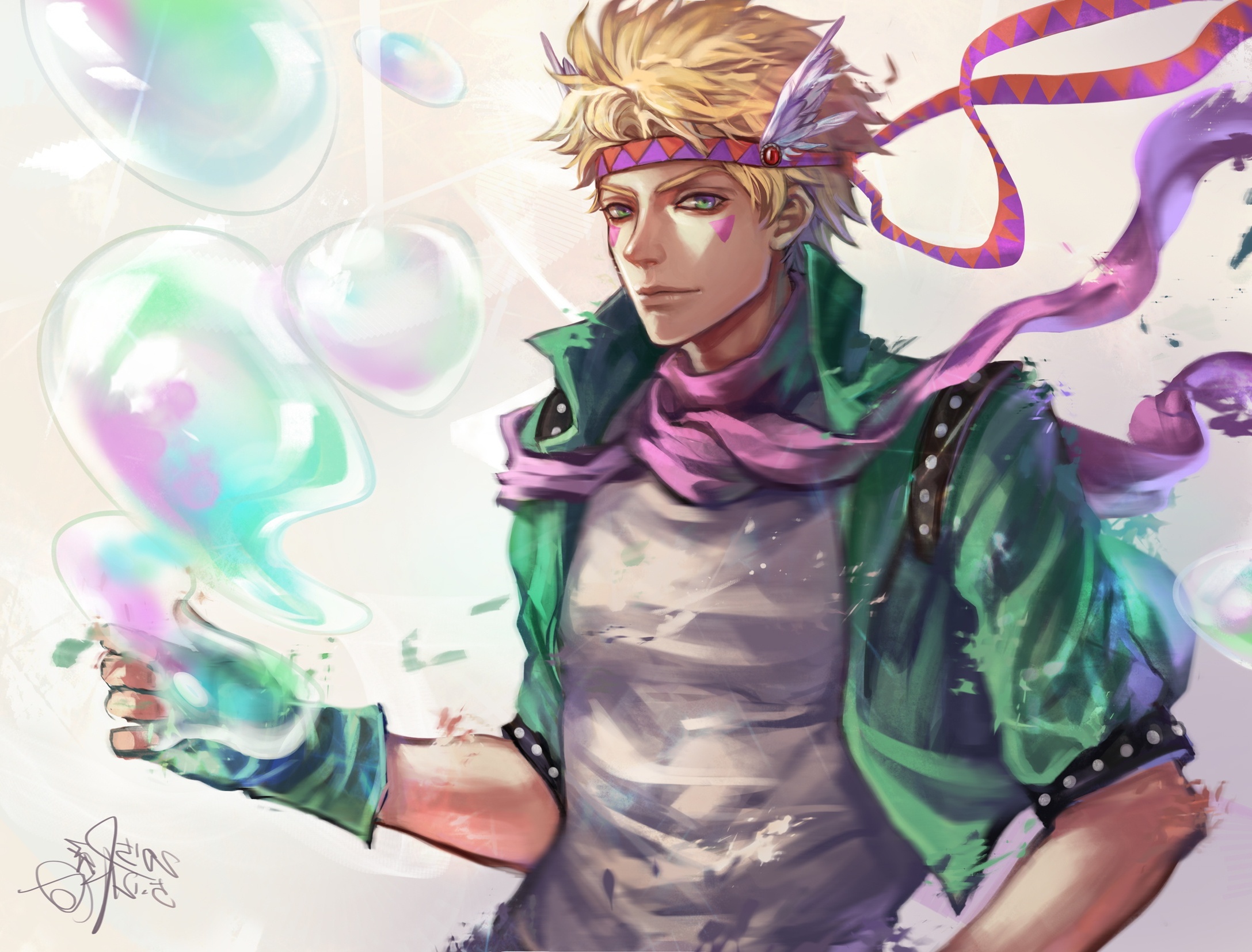 Wallpaper Blonde, Gloves, Jojo No Kimyou Na Bouken, Caesar Anthonio Zeppeli, Scarf:2175x1654