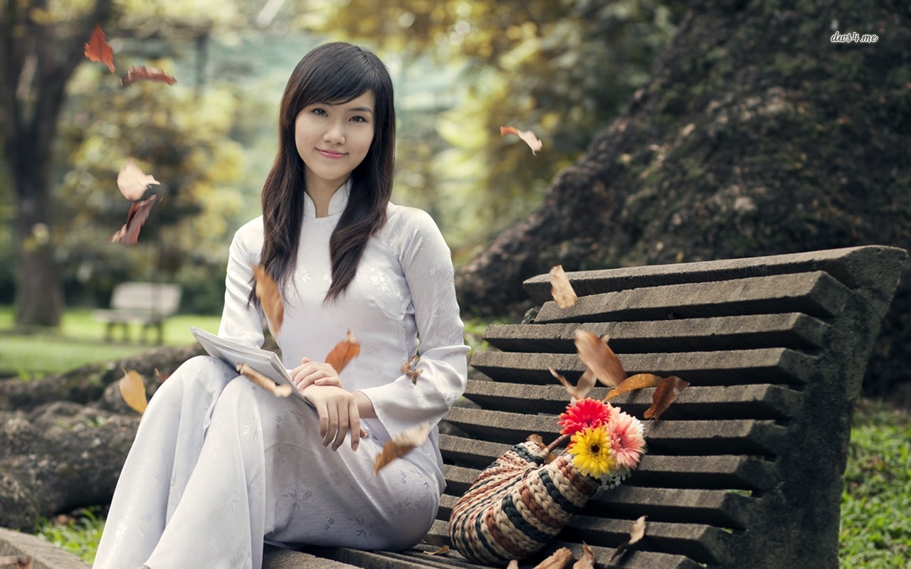 Free download Vietnamese girl on the bench wallpaper Girl wallpaper 16435 [1280x800] for your Desktop, Mobile & Tablet. Explore Beautiful Vietnam Wallpaper. Vietnam Countryside Scenery Wallpaper, Vietnam War Wallpaper