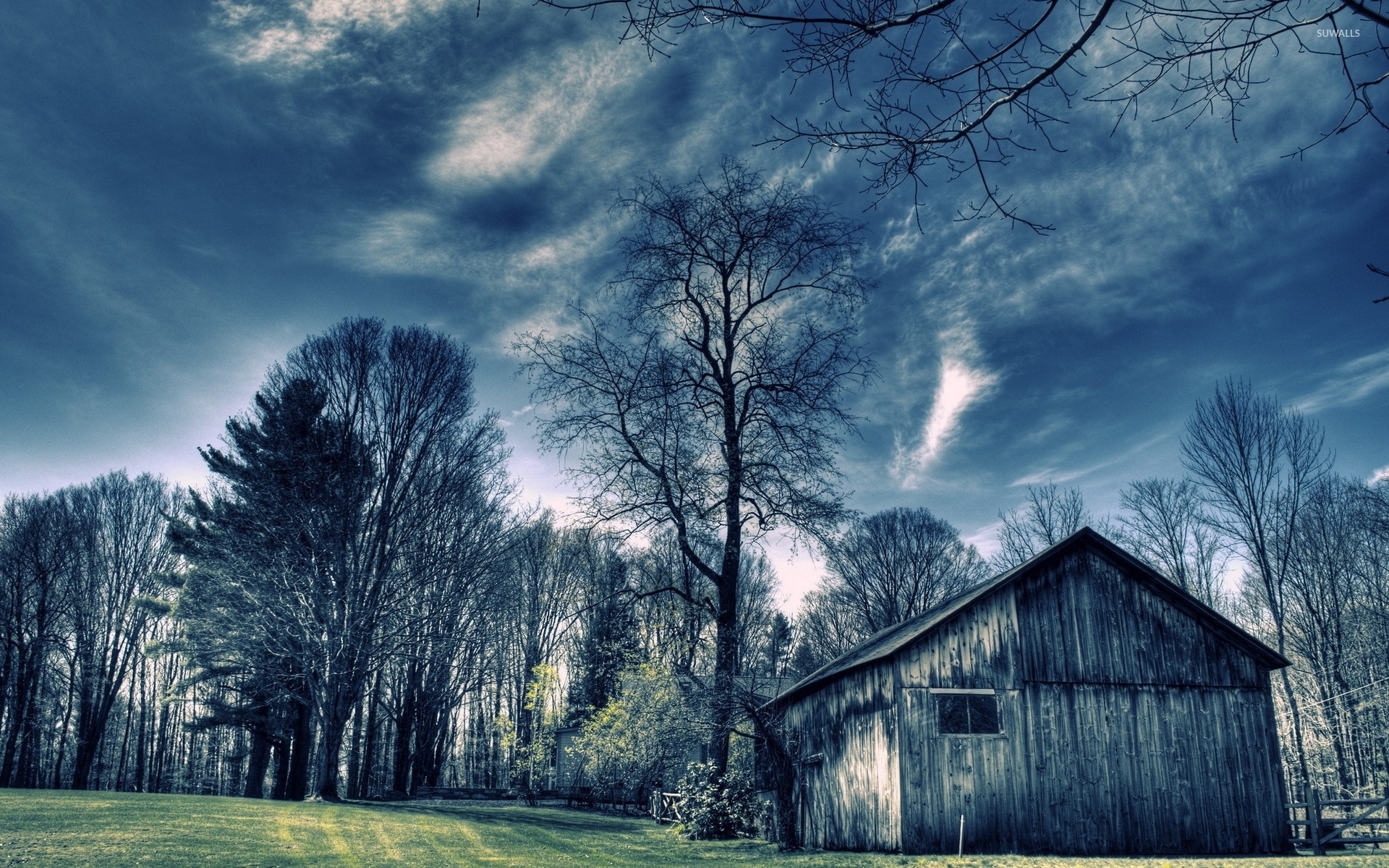 Old barn in the forest wallpaper wallpaper