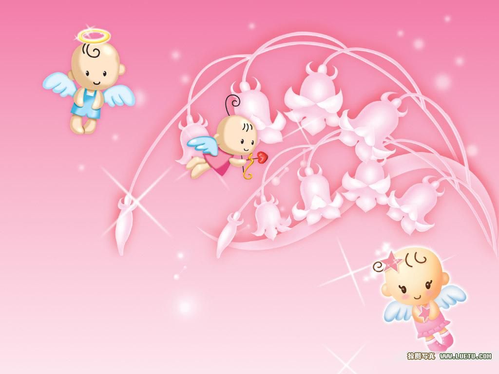 Pink Valentine Wallpaper Background With Angels