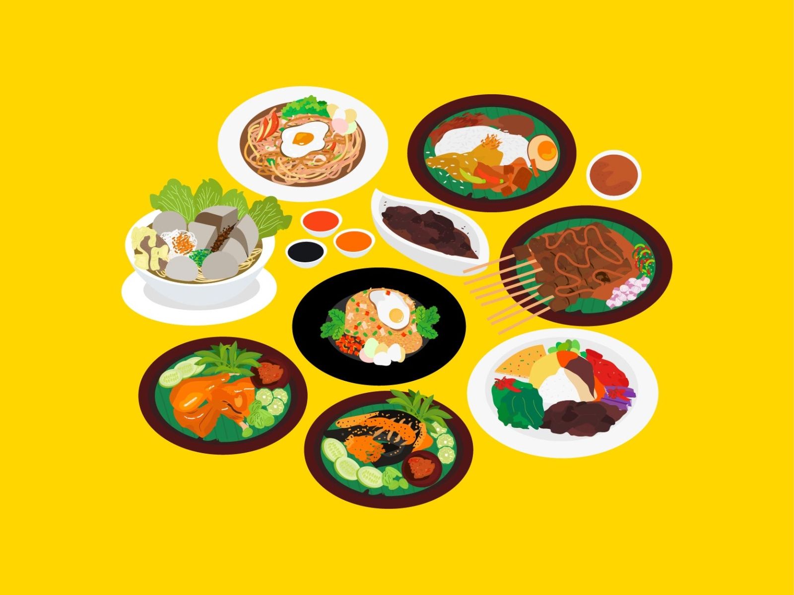 Most Popular Indonesian Food. Indonesian food, Food illustration design, Food brand logos