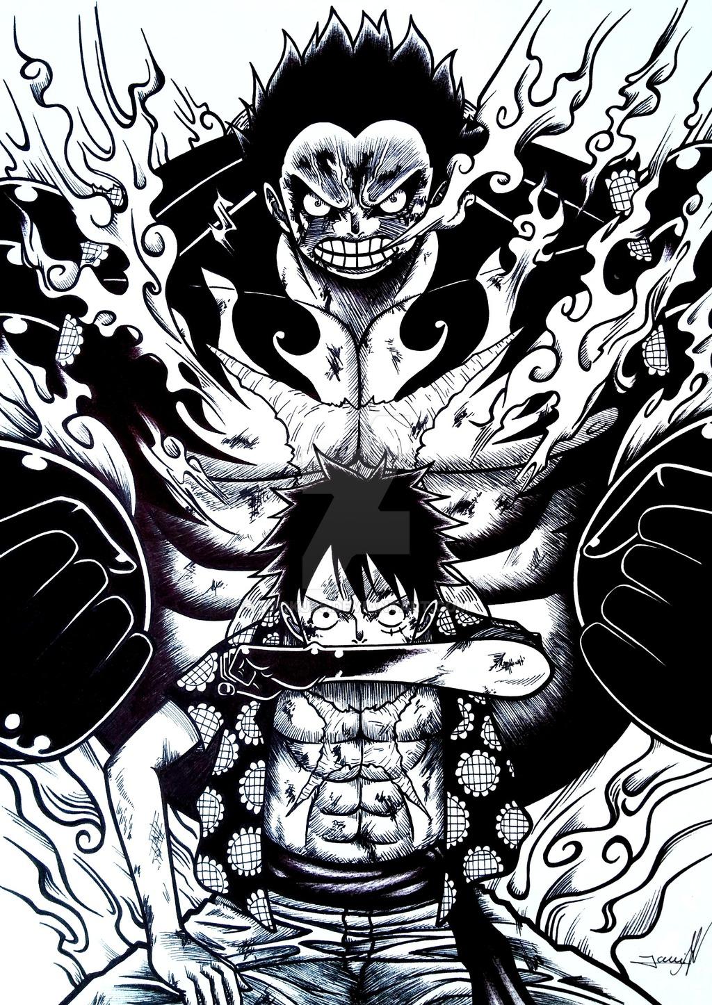 luffy black and white