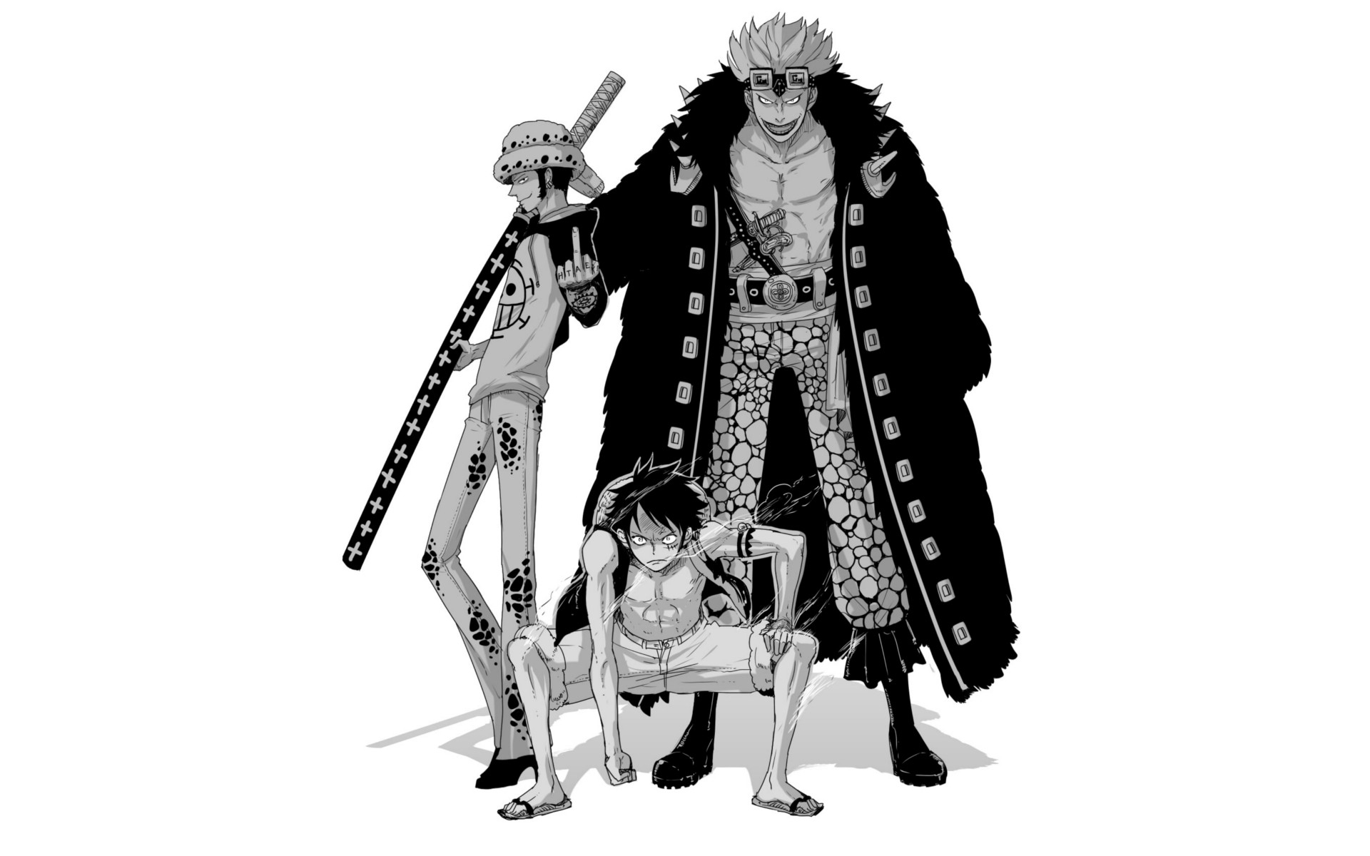 One Piece Anime with Mangas As Black and White Background