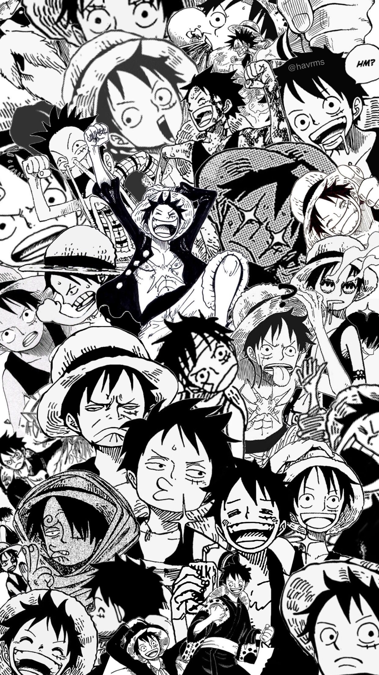 one piece luffy wallpaper, anime, cartoon, illustration, monochrome, black and white, fictional character, art, comic book, team, fiction