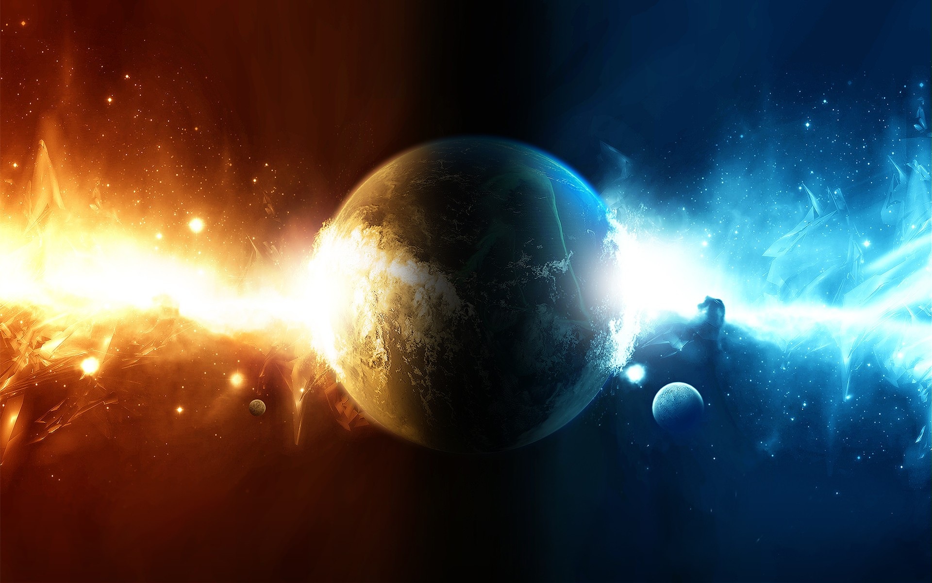 Wallpaper Planet cold and hot lightning 1920x1200 HD Picture, Image