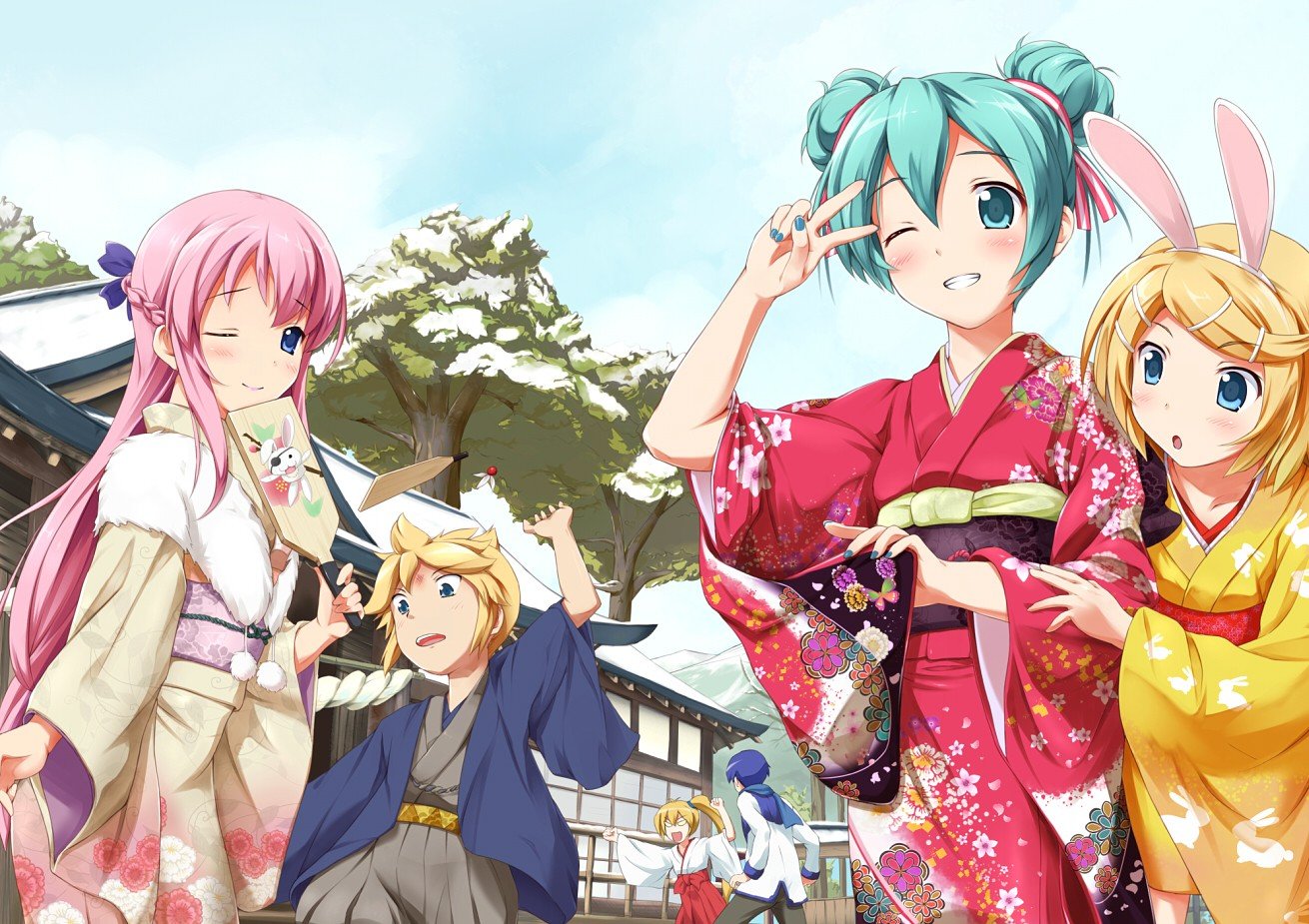 Vocaloid, Megurine Luka, Hatsune Miku, Kagamine Len, Kagamine Rin, Kaito, Akita Neru HD Wallpaper / Desktop and Mobile Image & Photo