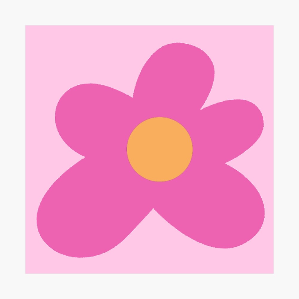 Pink Y2K Flower (Pink Background) Poster
