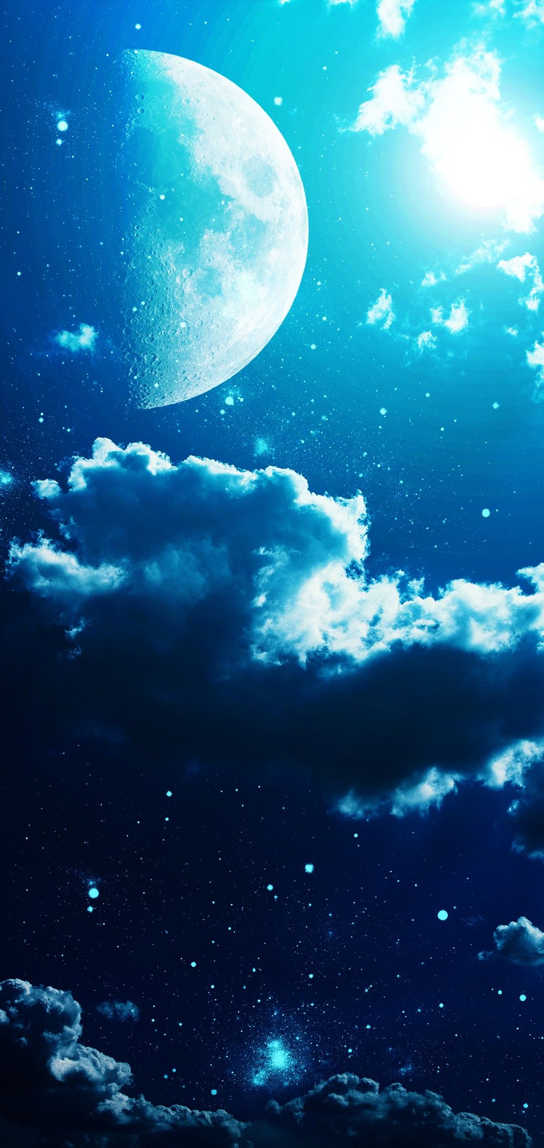 Full Moon and Stars Wallpaper