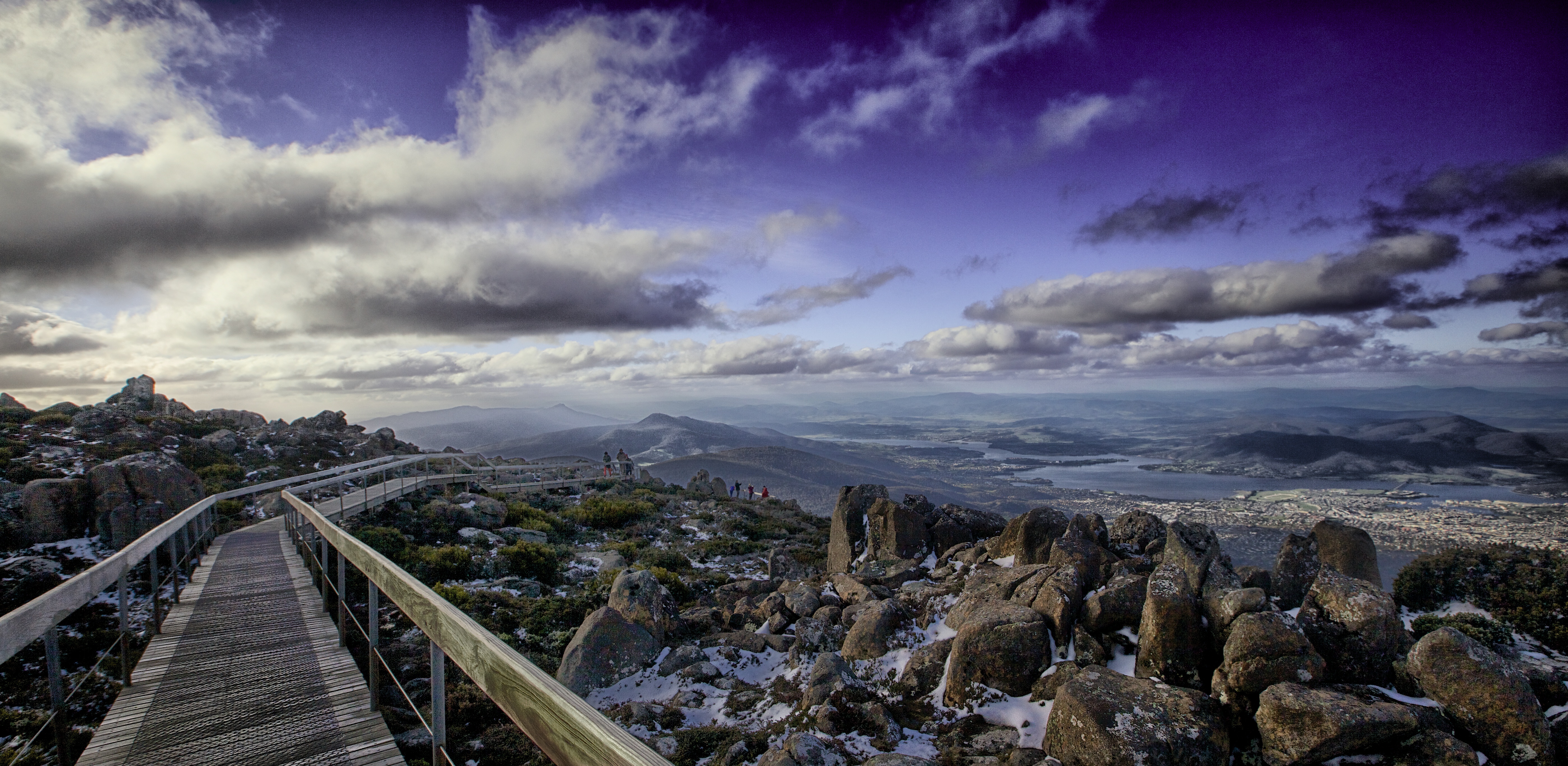 Wallpaper, landscape, hill, rock, sky, Canon, horizon, atmosphere, Australia, aperture, Tasmania, cloud, tree, mountain, niksoftware, meteorological phenomenon, canoneos5dmkii, 1635mm, hobart, mtwellington 5594x2736
