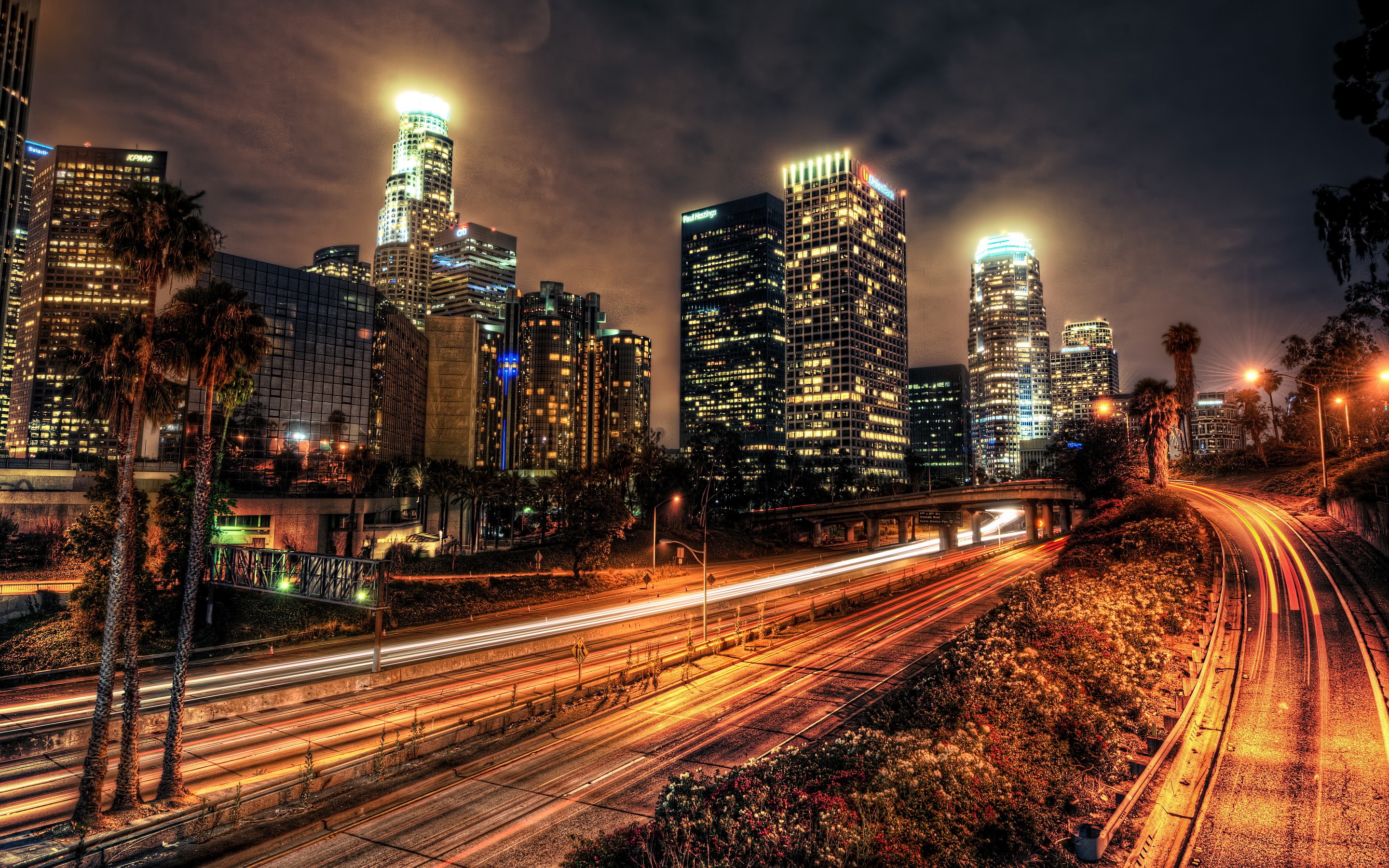 Los Angeles Skyline at Night Angeles Wallpaper