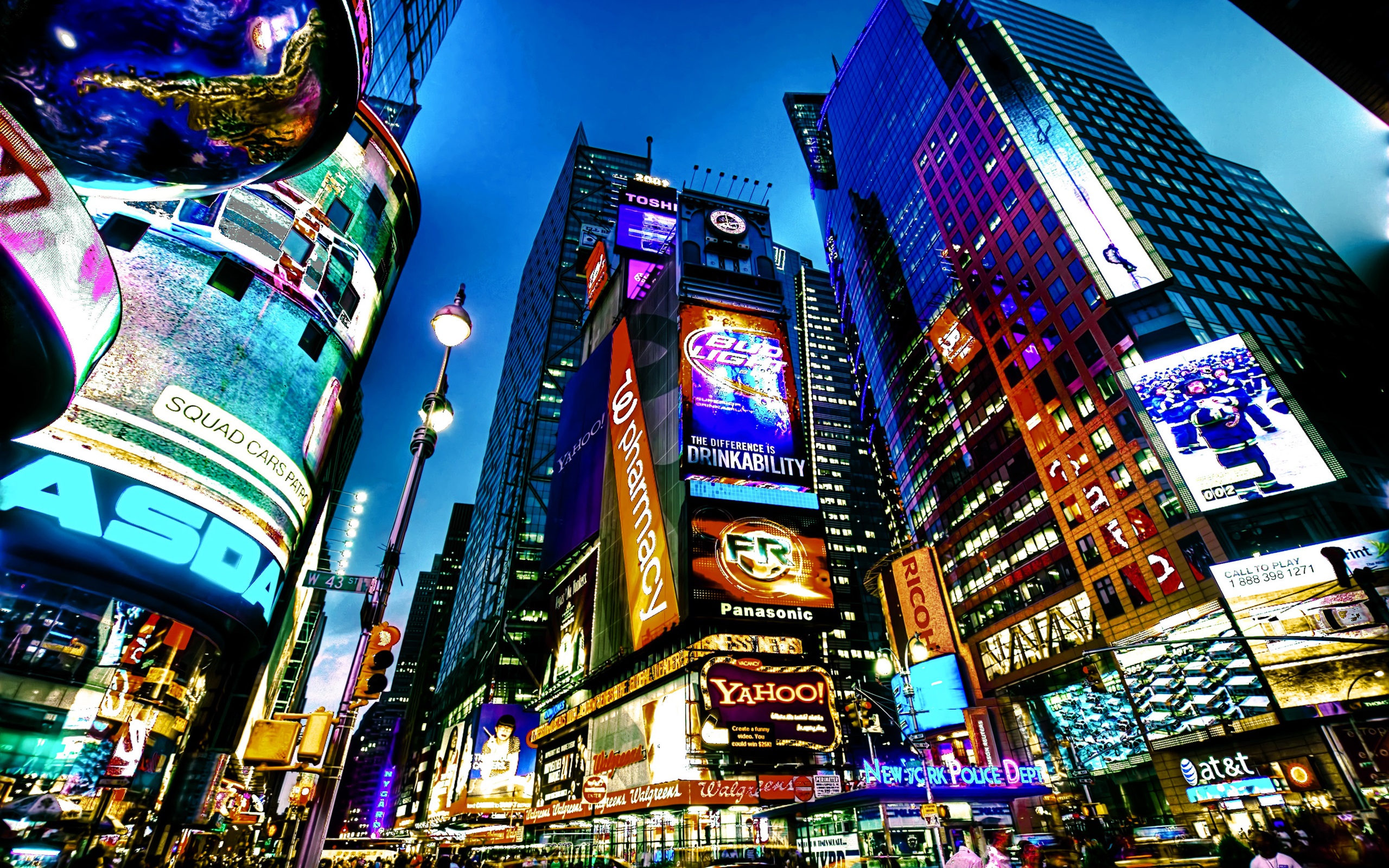 Wallpaper Travel to New York, Times Square, city, night, skyscrapers, lights 2880x1800 HD Picture, Image