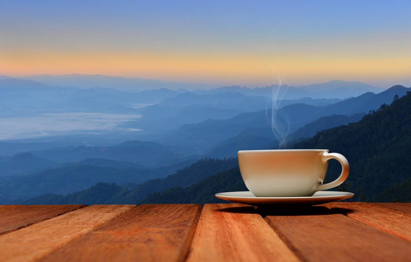 Photo Wallpaper Dawn, Coffee, Morning, Cup, Hot, Coffee Coffee And Laptop