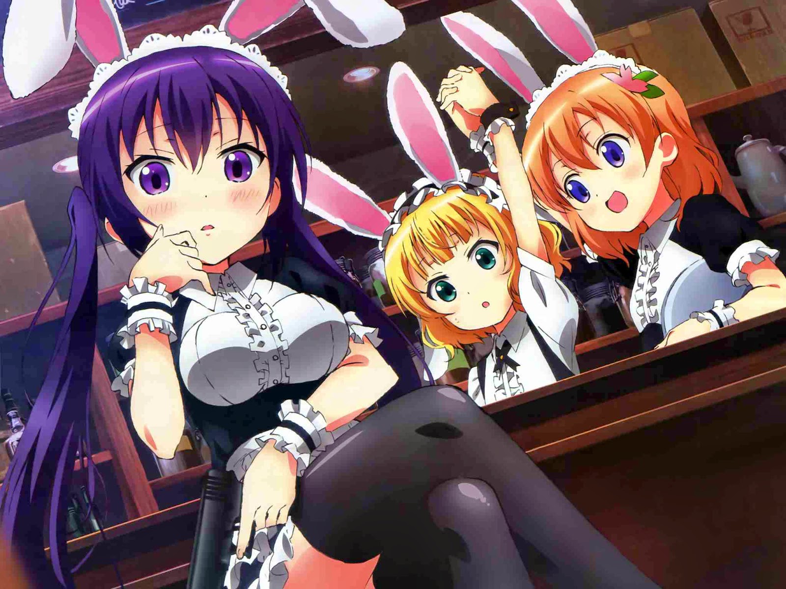 2D Box: Rize, Sharo, Cocoa / Rabbit Ear [2048x1536] Desktop Wallpaper