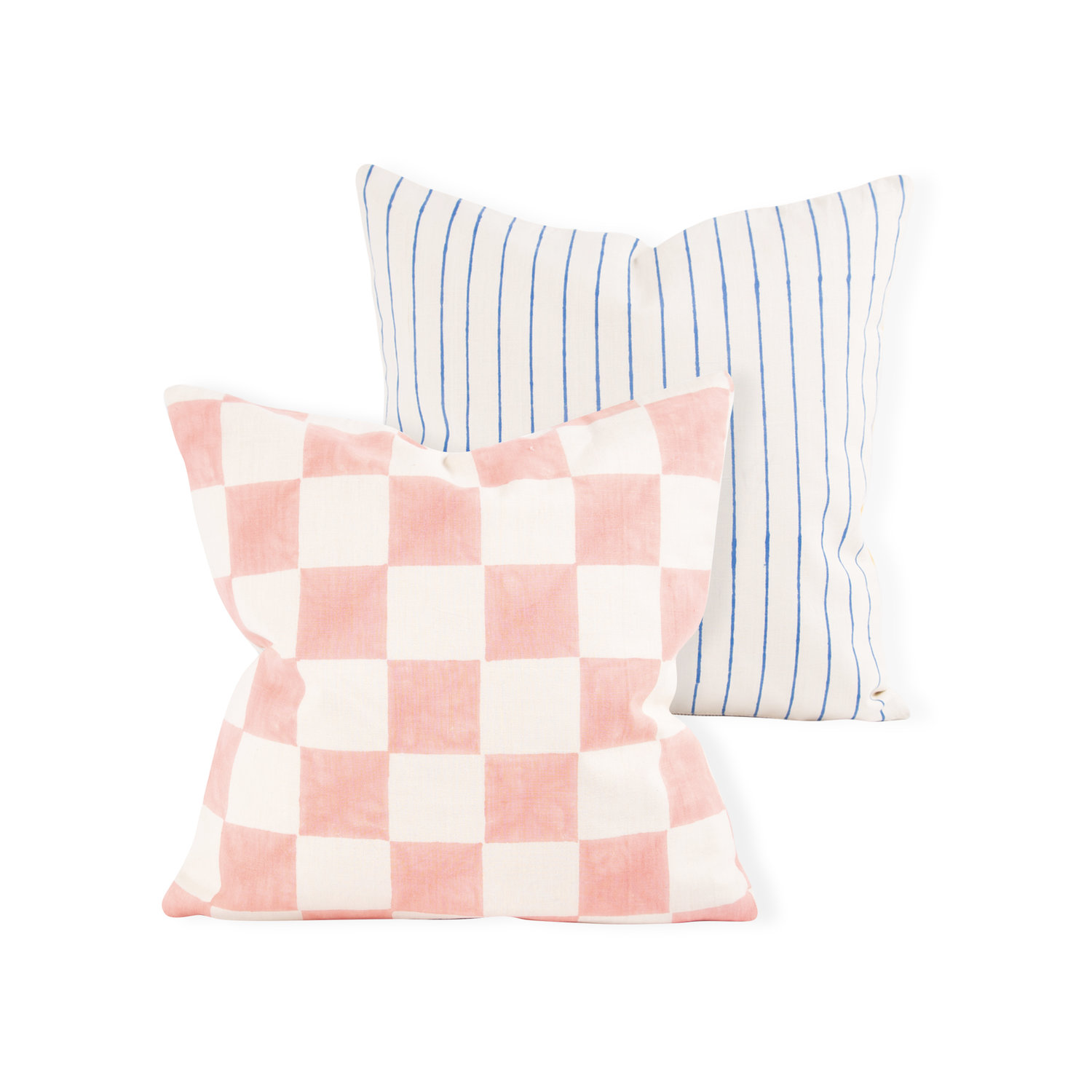 Pink Check & Baseball Stripe Cushion