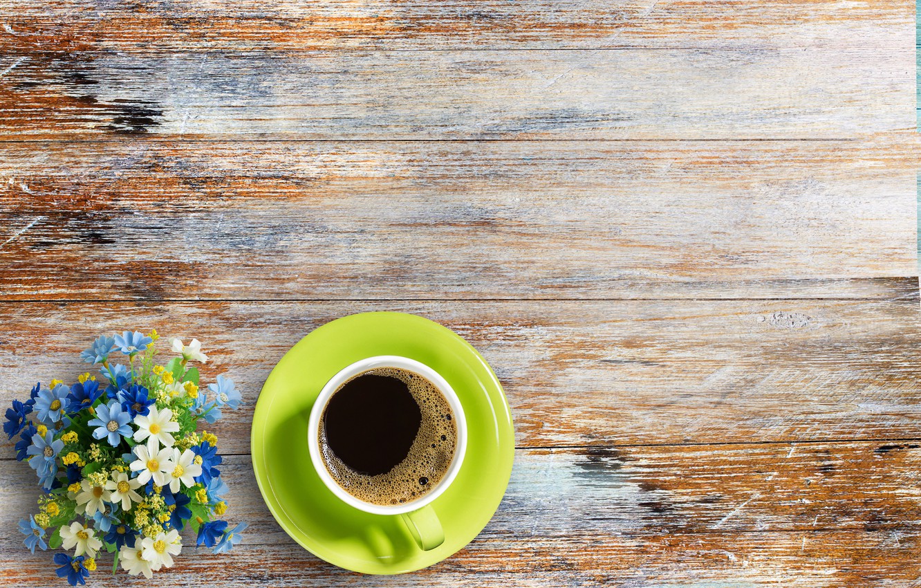 Wallpaper flowers, coffee, Cup, wood, flowers, cup, coffee image for desktop, section цветы