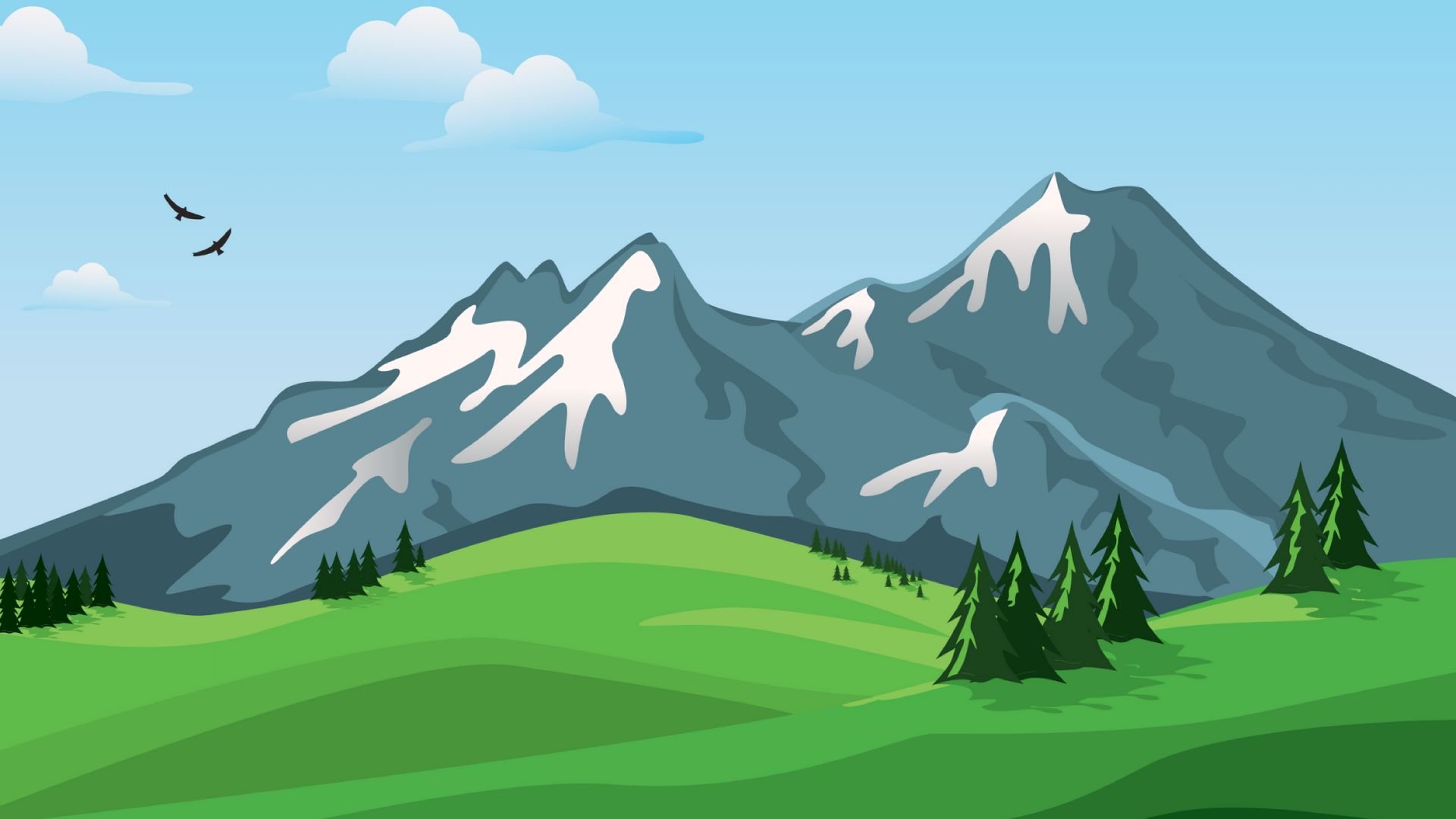 Download wallpaper 1920x1080 mountains, vector, landscape, nature full hd, hdtv, fhd, 1080p HD background