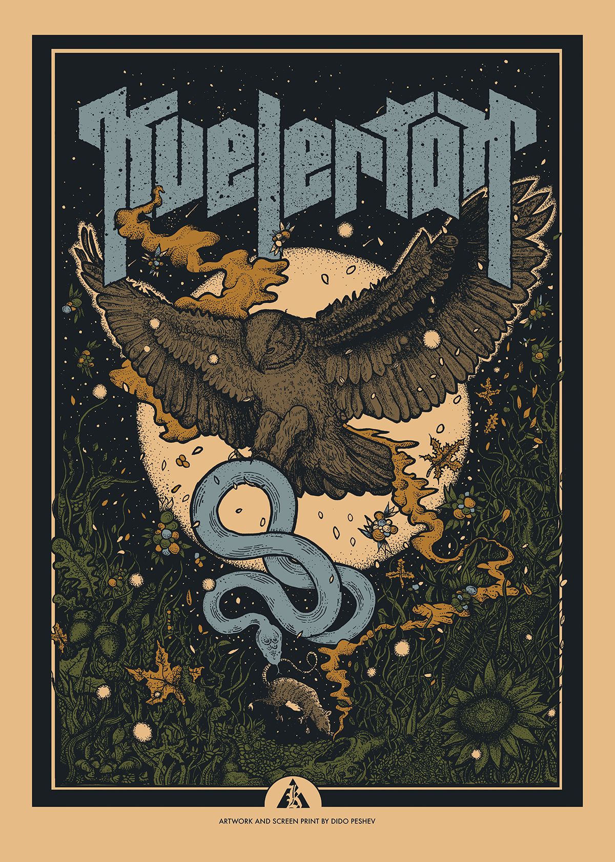 Illustration and silkscreen poster for KVELERTAK. Hardwired tour 2018 with METALLICA. Ilustrasi, Konser