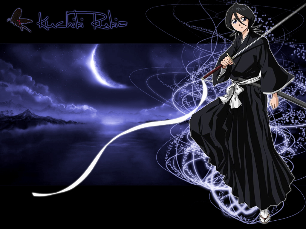 Bleach Wallpaper: Rukia on the moonlight