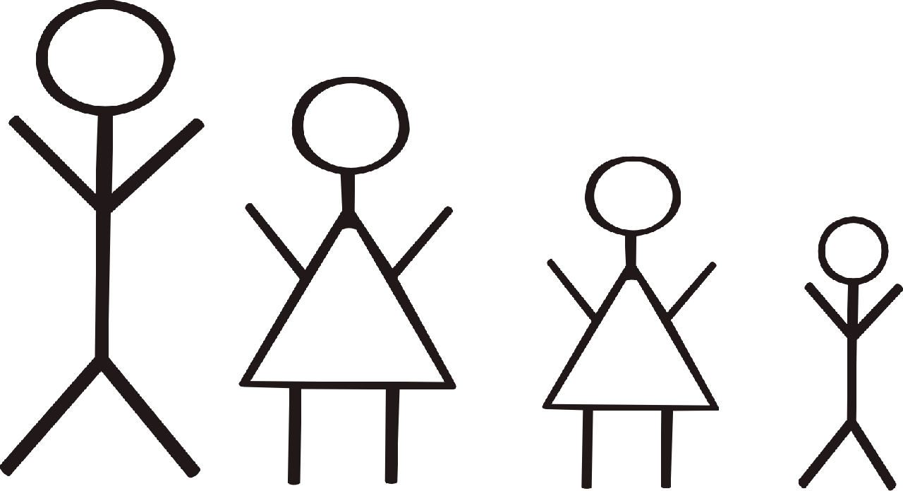 family of four stick figures