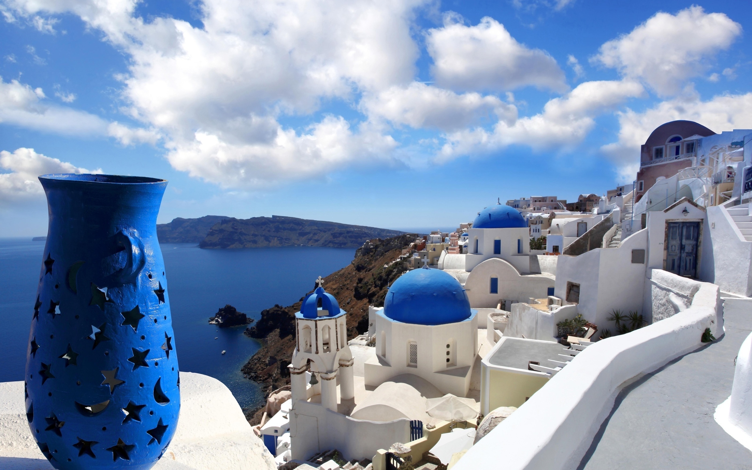 Blue Santorini Greece HD Wallpaper