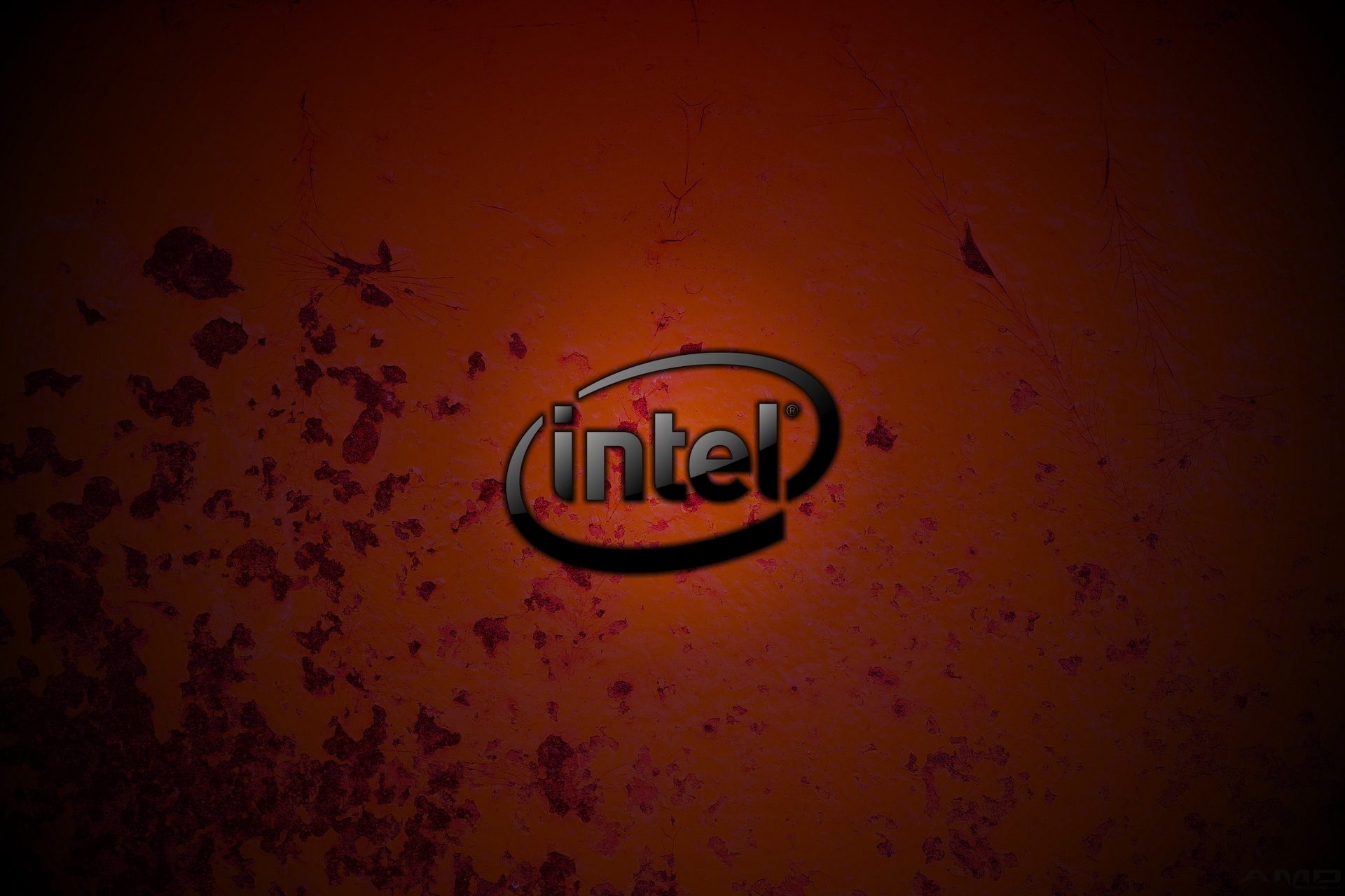 Intel Logo Dark Rust Red Metal Texture