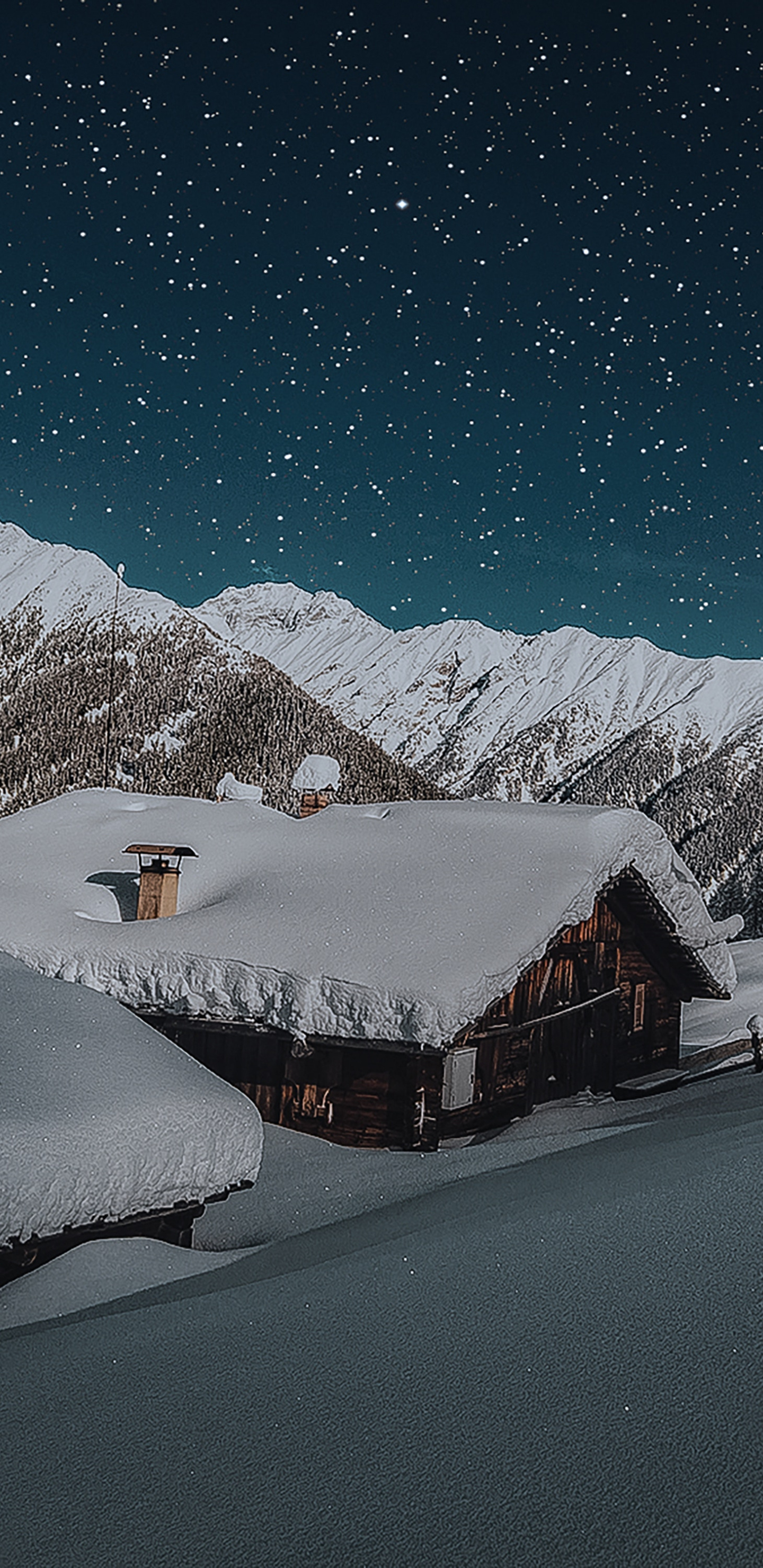 Download Winter, snow layer, house, landscape wallpaper, 1440x2960, Samsung Galaxy S8, Samsung Galaxy S8 Plus