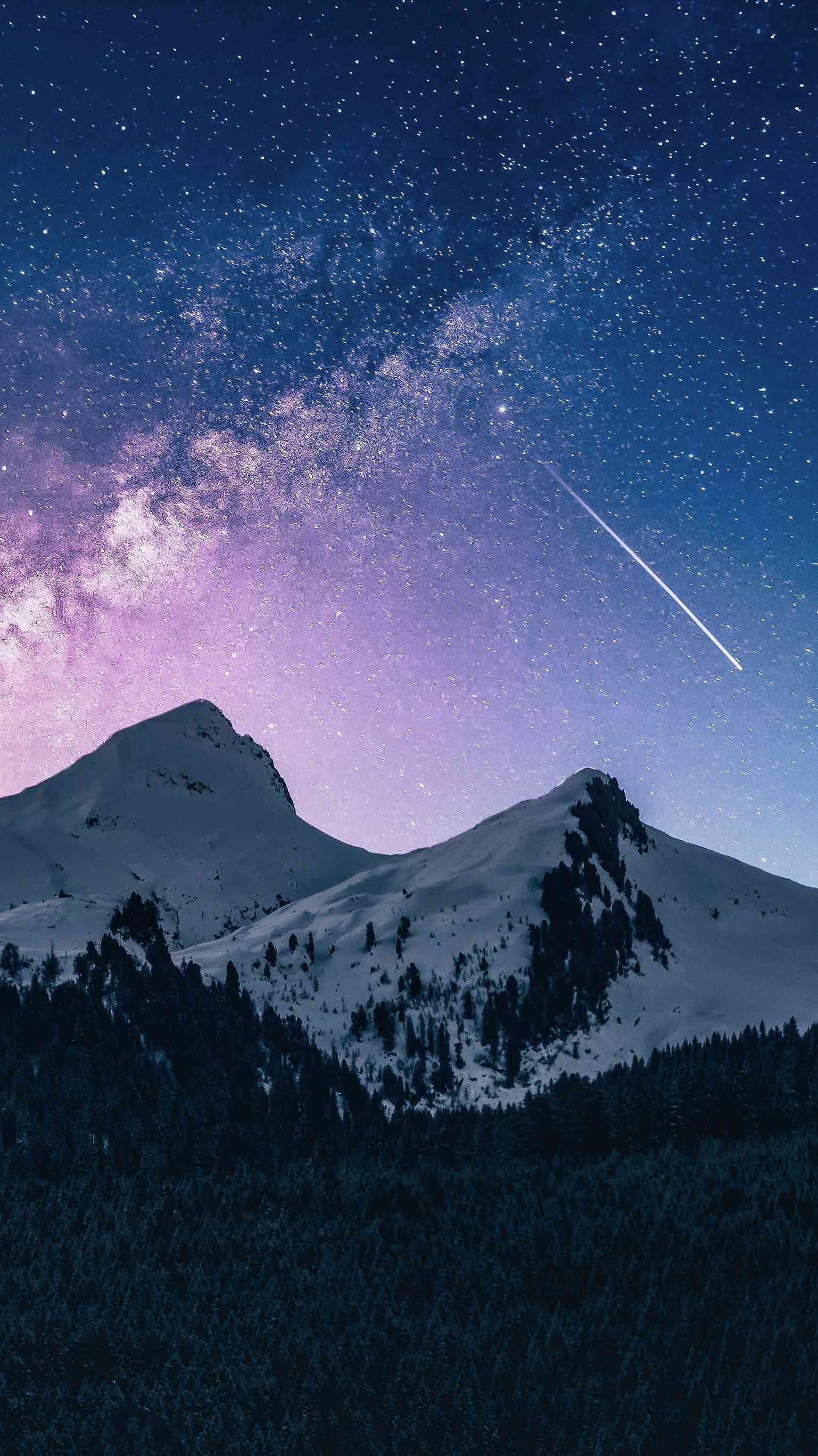 Snow Mountain Night Space Meteor IPhone Wallpaper Wallpaper, iPhone Wallpaper