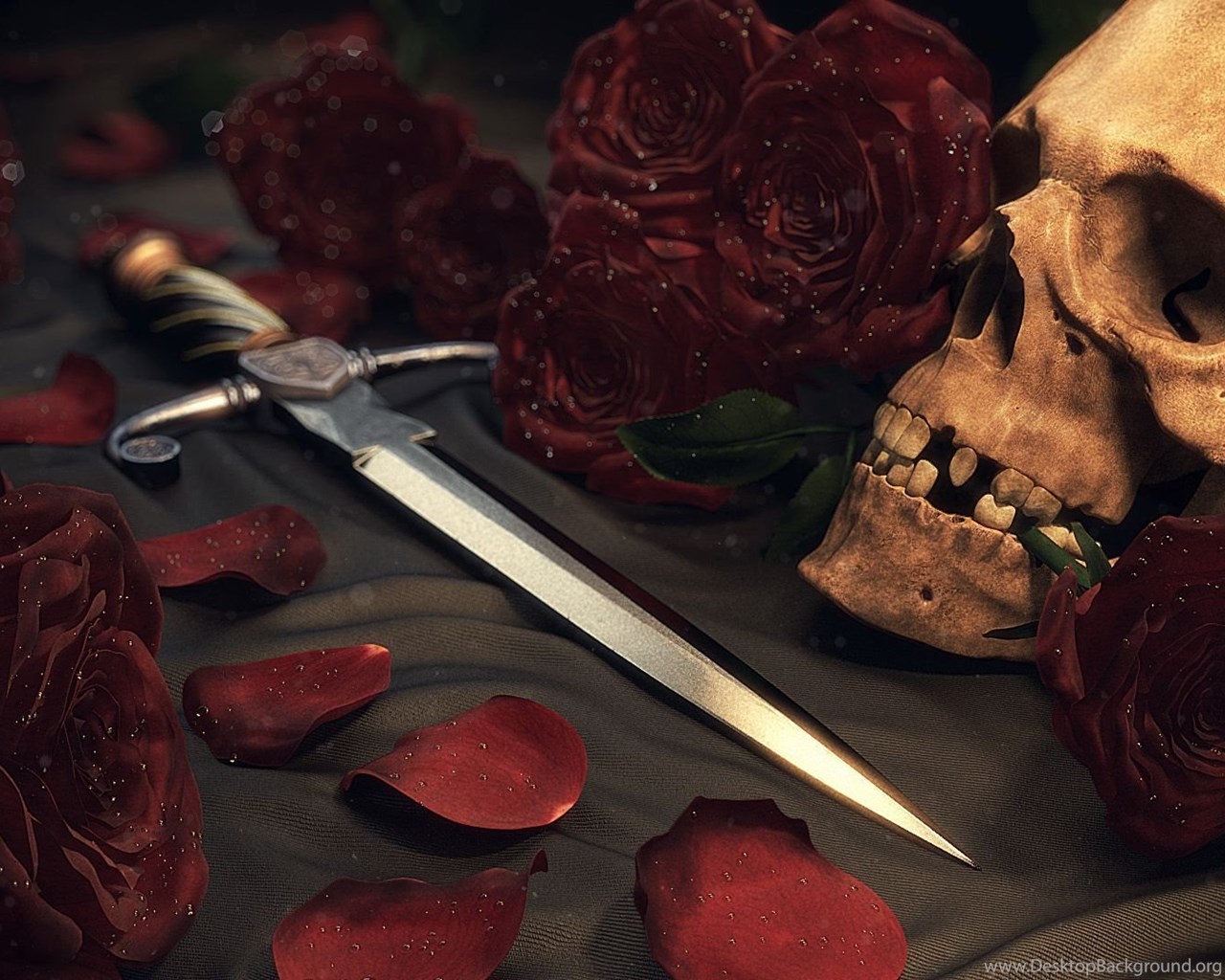 Download Skull And Roses Wallpaper Desktop Background Desktop Background
