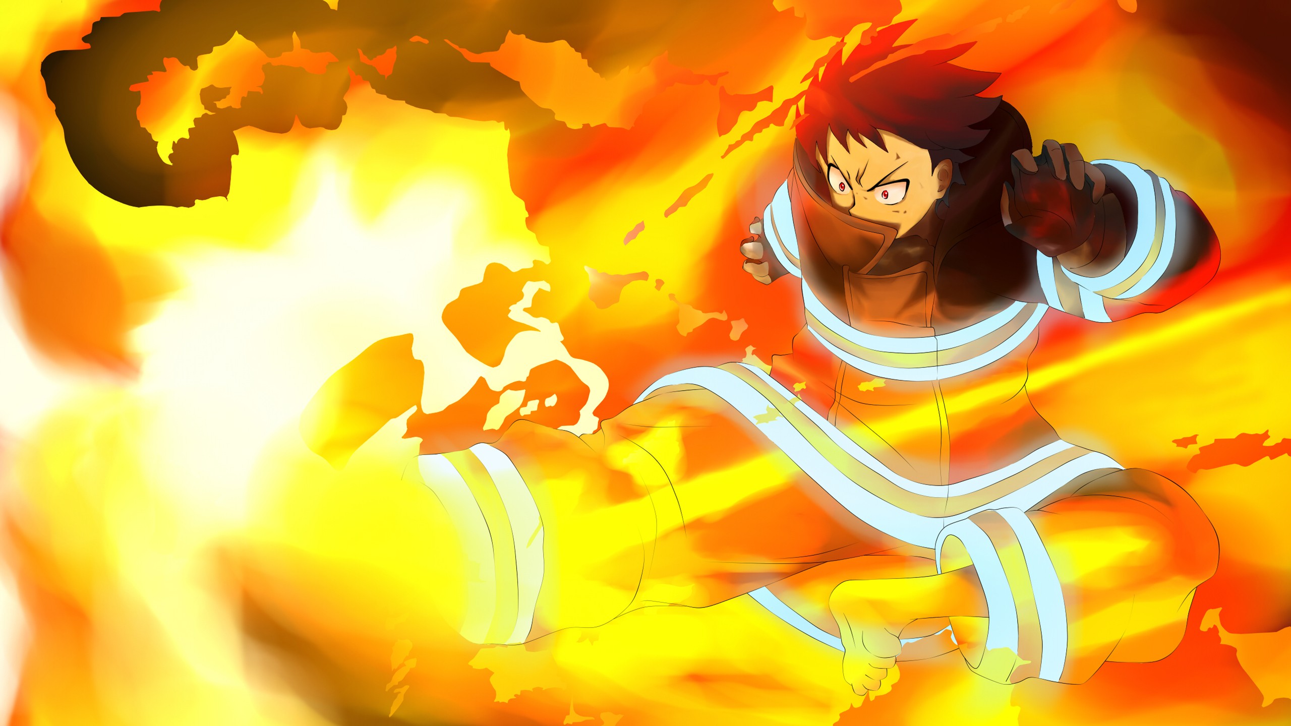 Fire Force Shinra Kusakabe Jumping On Fire HD Anime Wallpaper