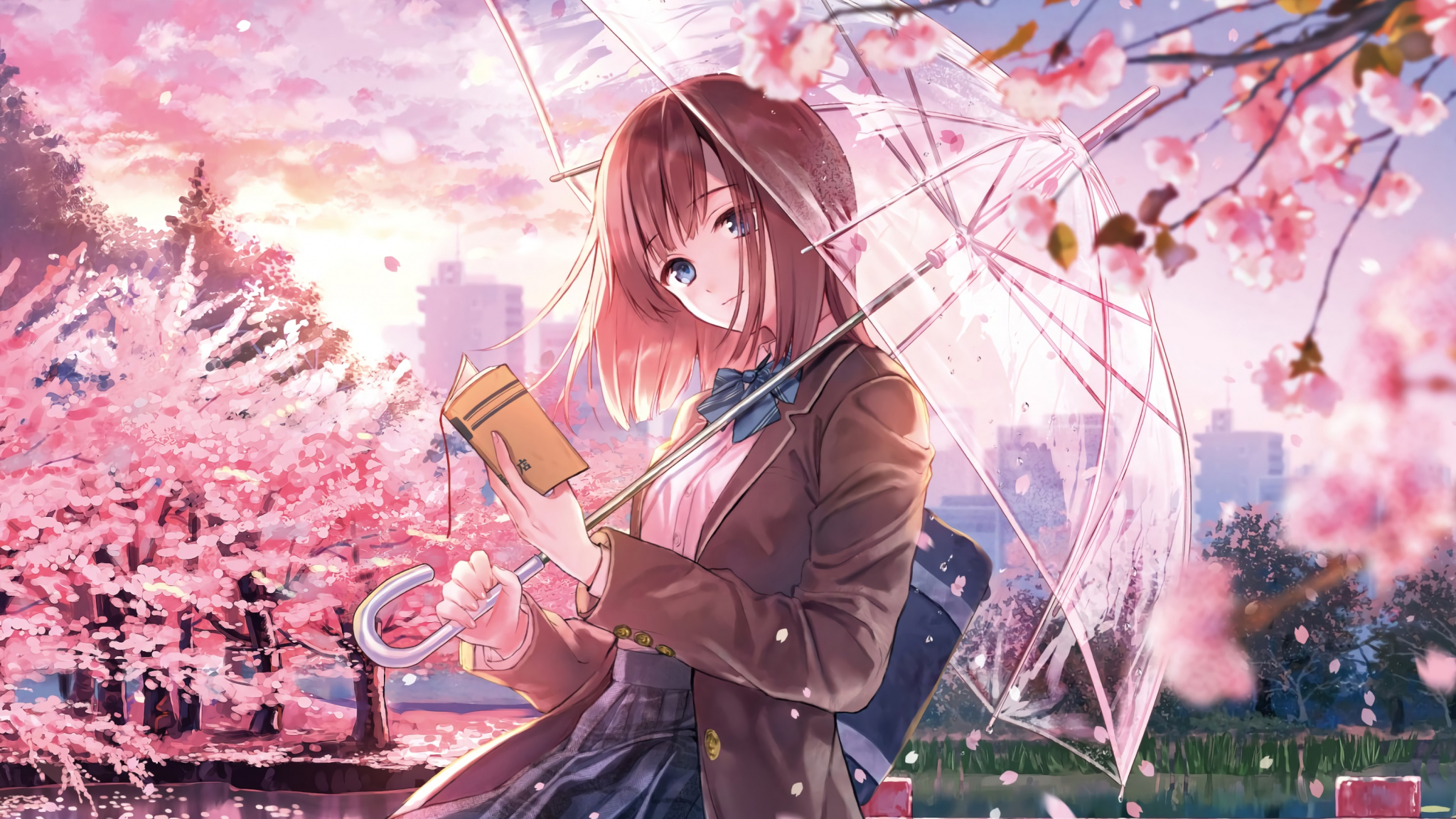 Download Blossom, anime girl, beautiful wallpaper, 2048x Dual Wide, Widescreen