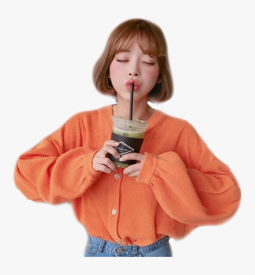 Ulzzangs Short Hair, Png Download Aesthetic Korean Girl, Transparent Png, Transparent Png Image
