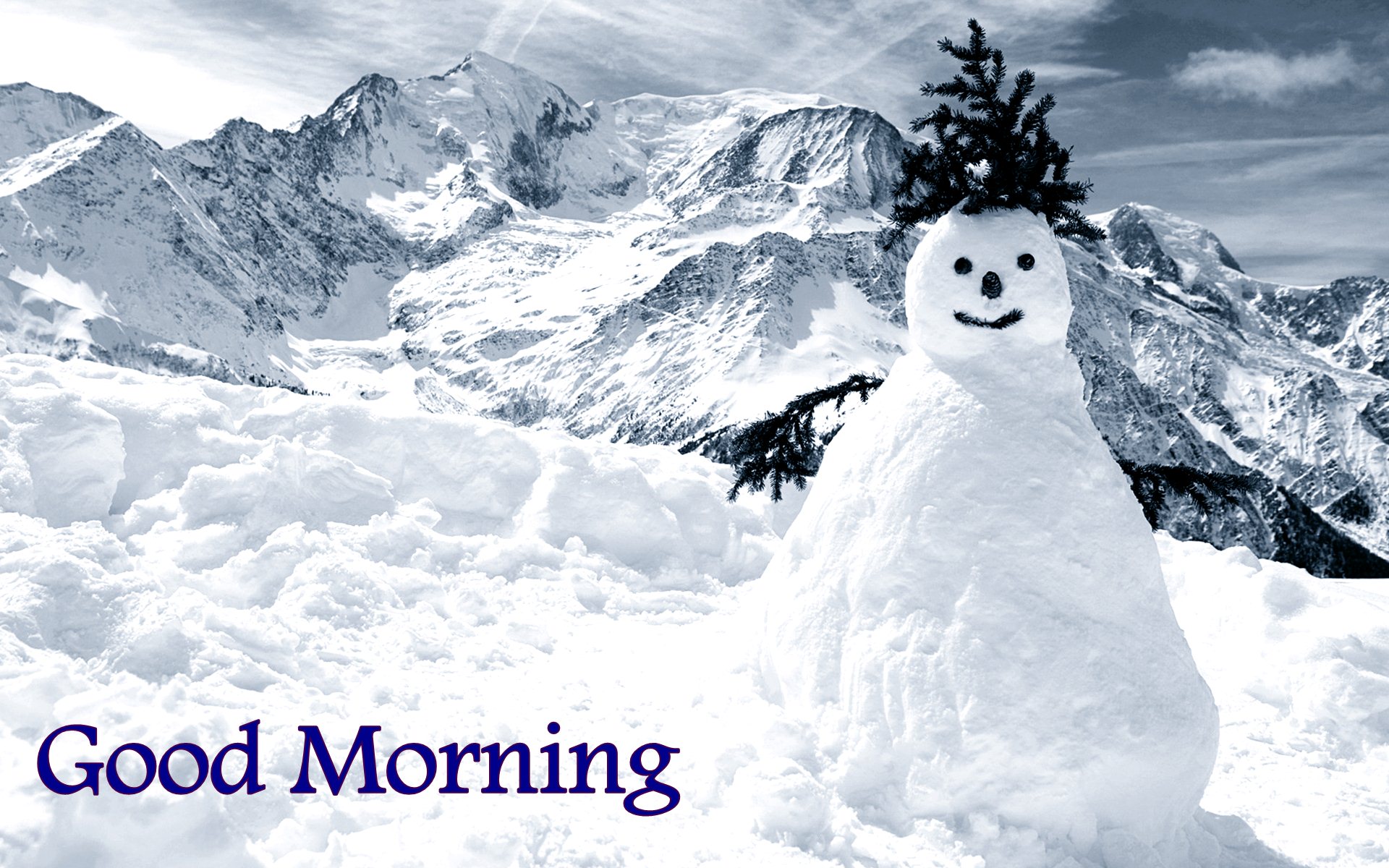 Good Morning Winter Snowmen HD Wallpaper