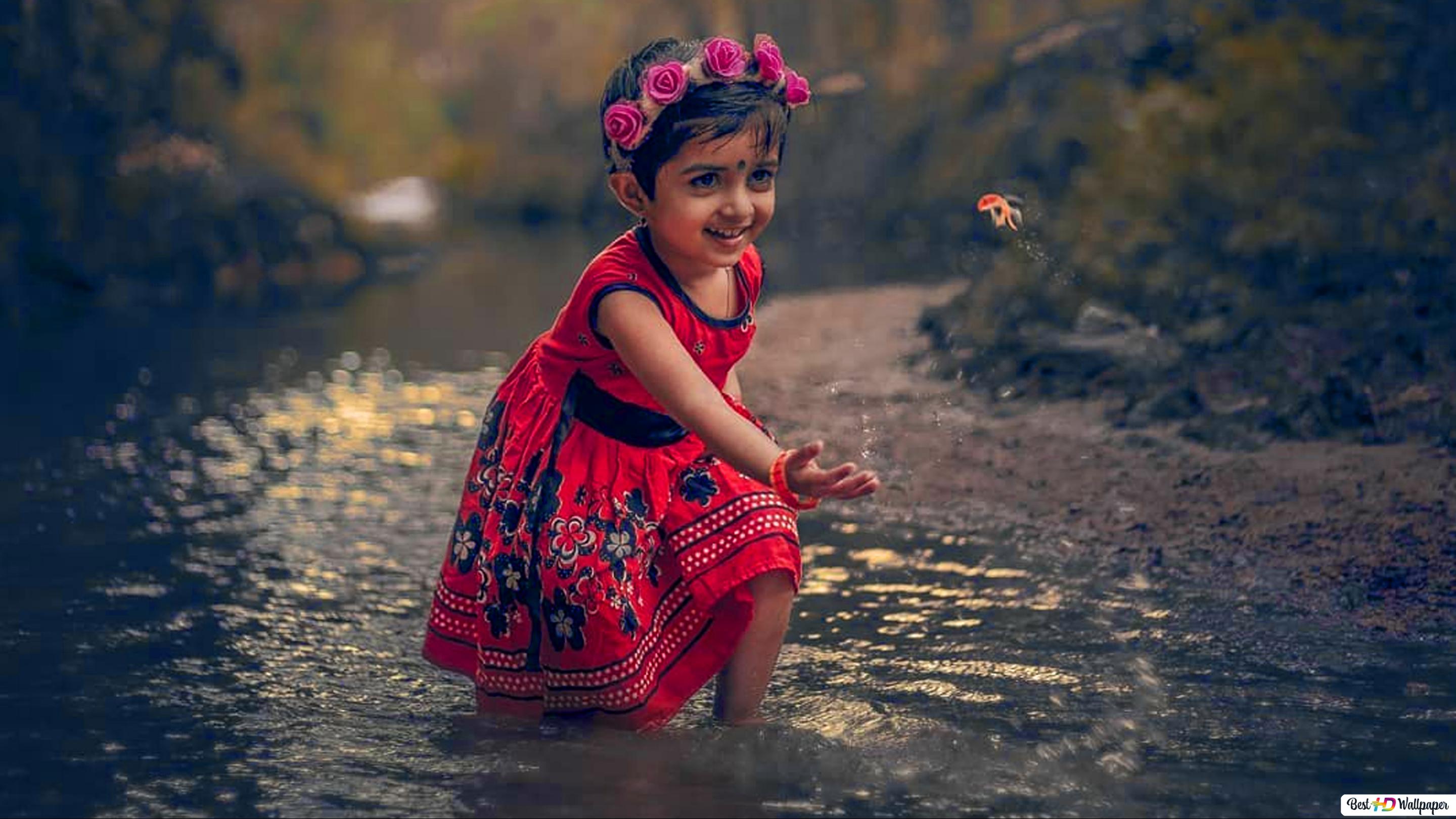 Indian Kid Girl with Nature Cute HD wallpaper download