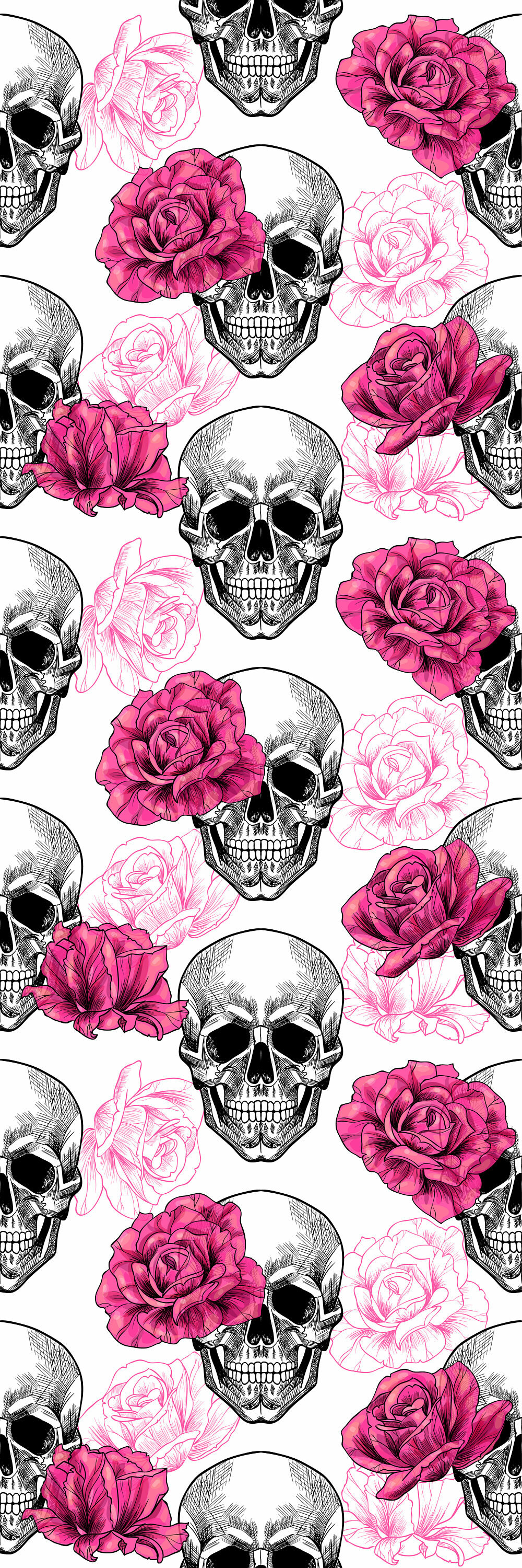 Ebern Designs Solange Removable Skull Roses 6.25' L x 25 W Peel and Stick Wallpaper Roll