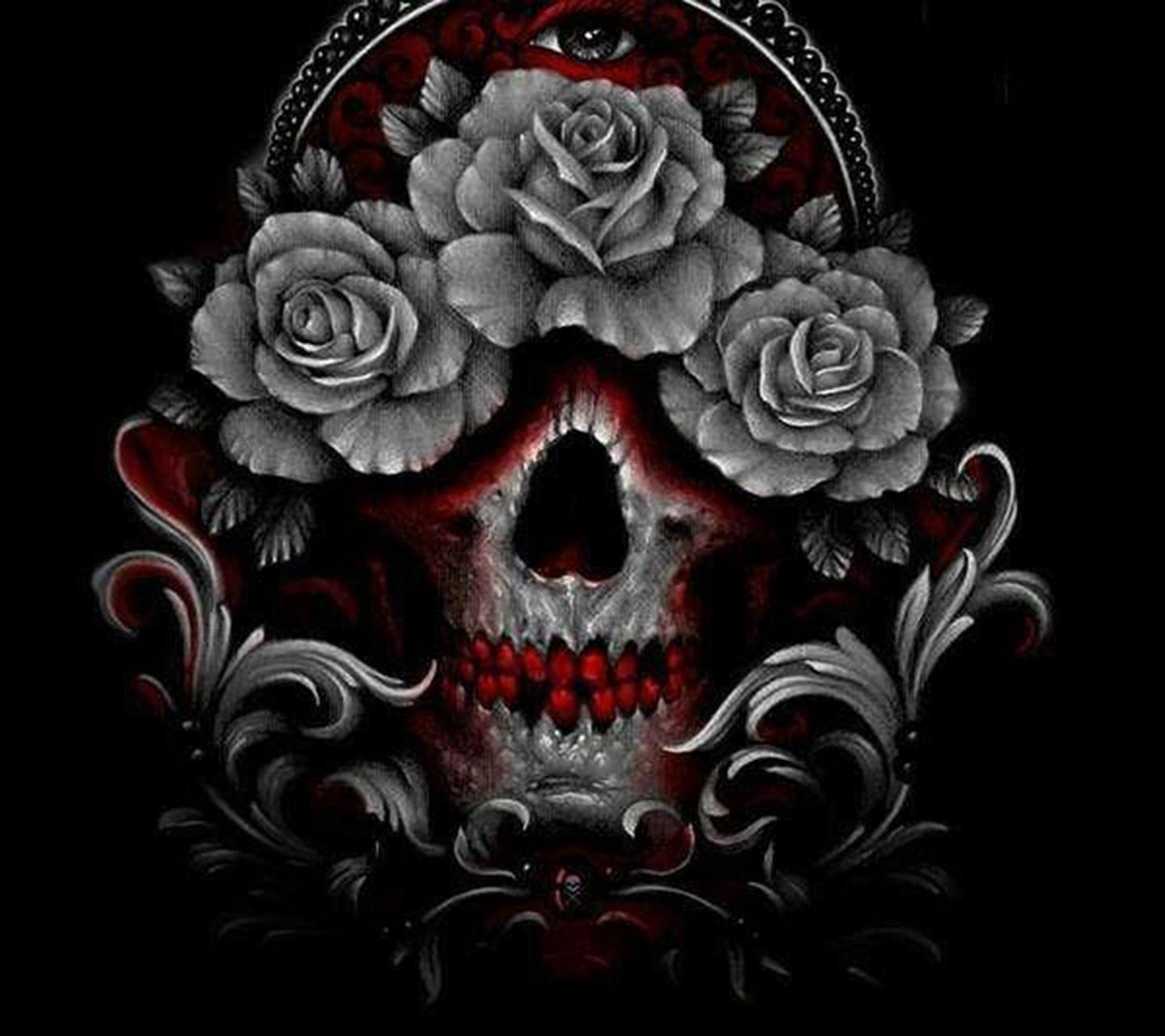 Roses And Skulls Wallpaper