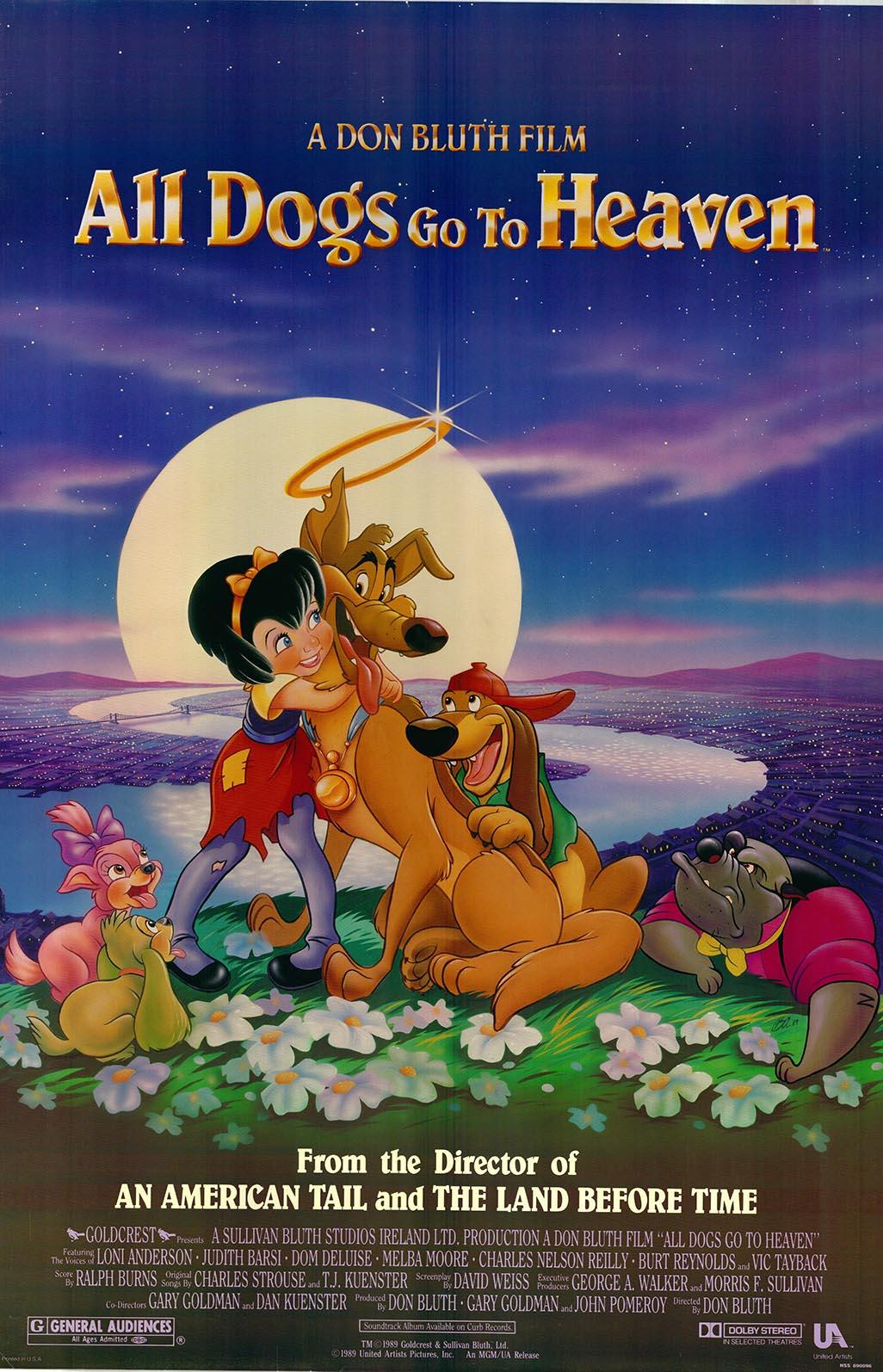 Lot Dogs Go to Heaven 1989 original vintage movie poster