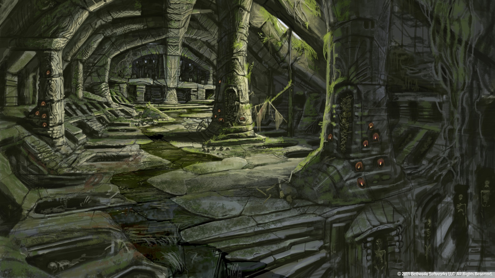 Download The Elder Scrolls V Skyrim Nordic Barrow Interior Ruins Wallpaper 1920x1080